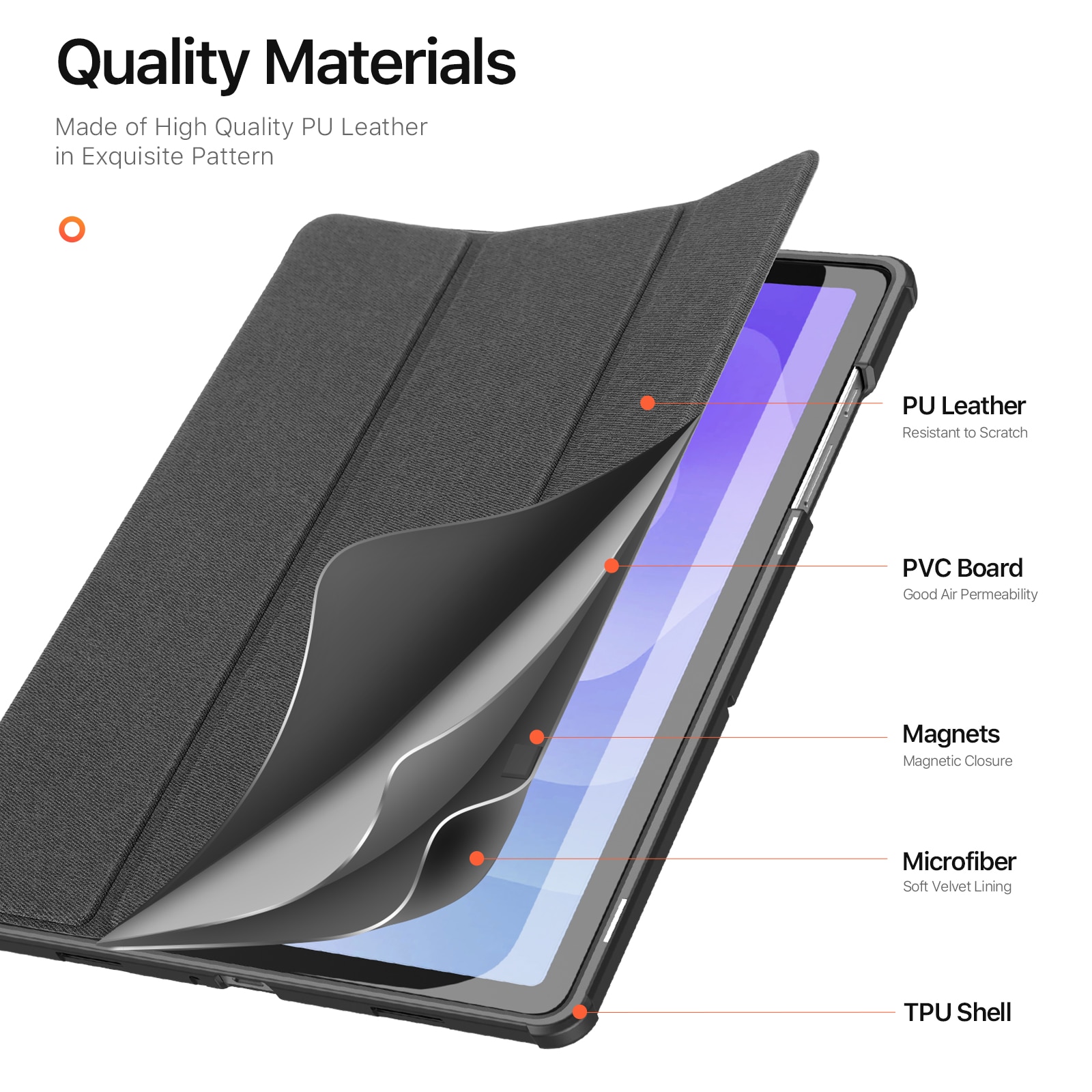 Domo Tri-Fold Case Samsung Galaxy Tab A11 Plus Zwart