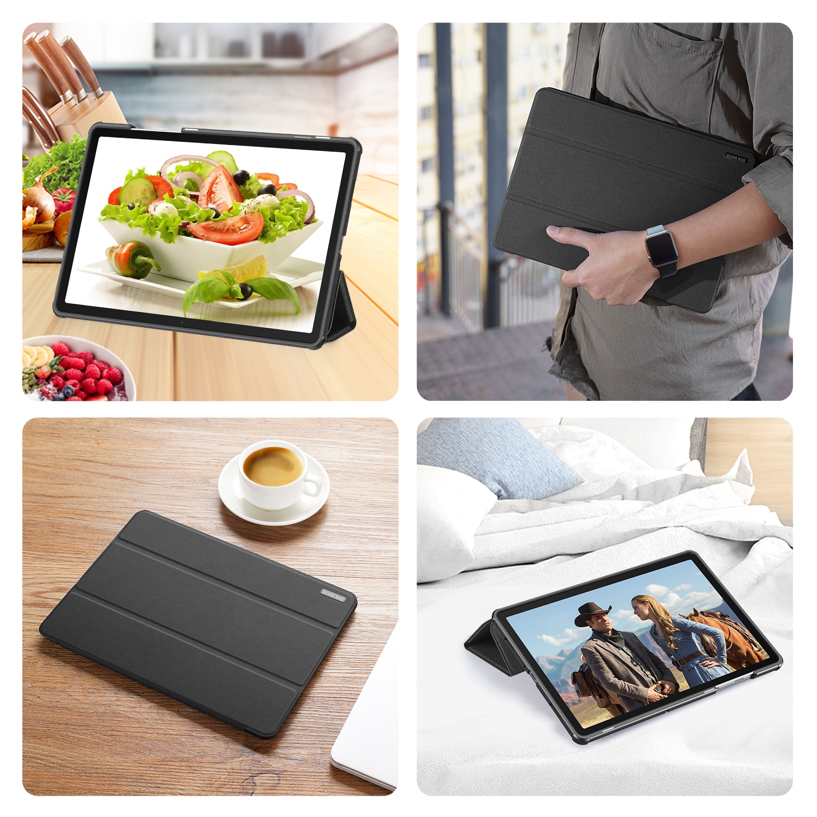 Domo Tri-Fold Case Samsung Galaxy Tab A11 Plus Zwart