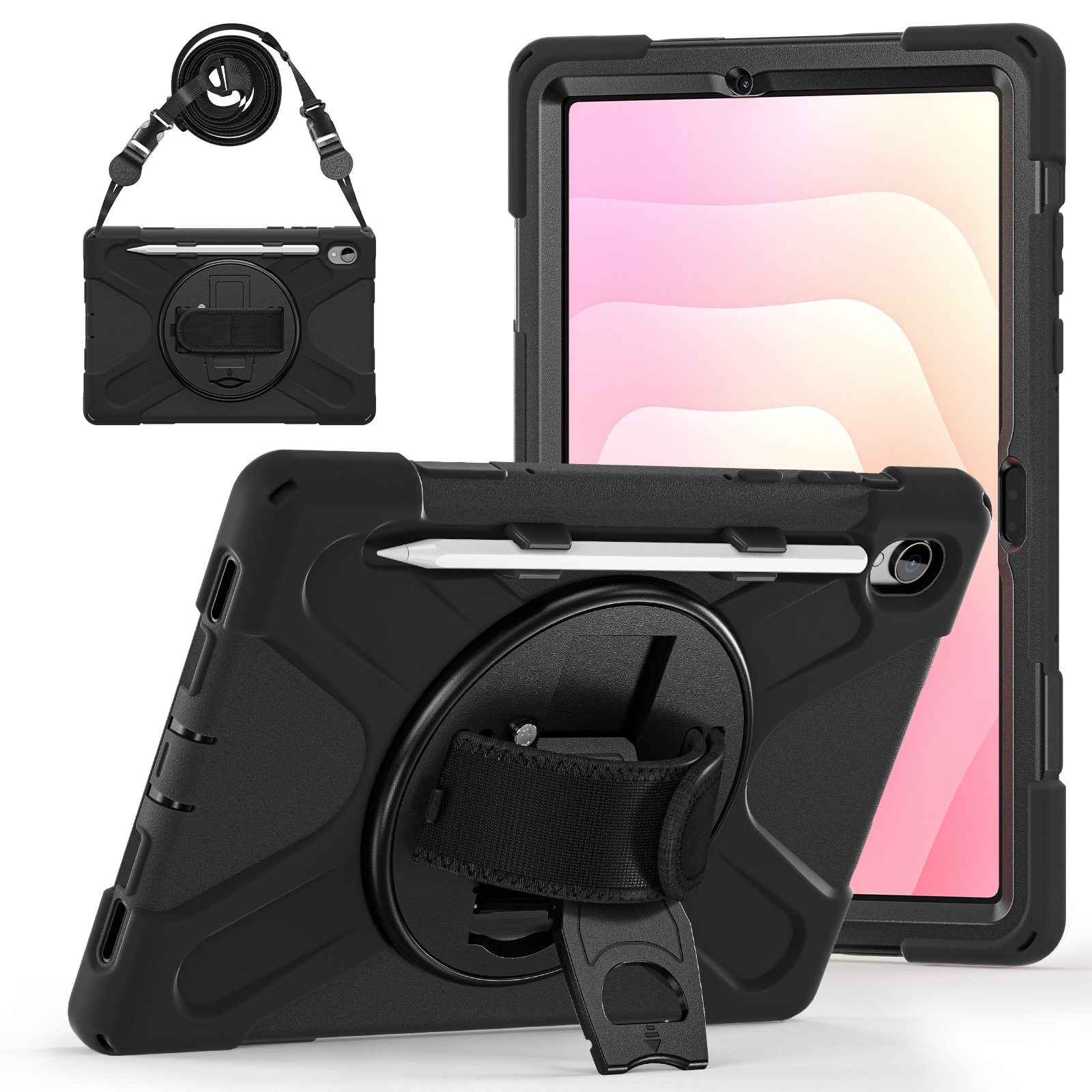 Samsung Galaxy Tab S11 Schokbestendige Hybridcase met schouderriem zwart