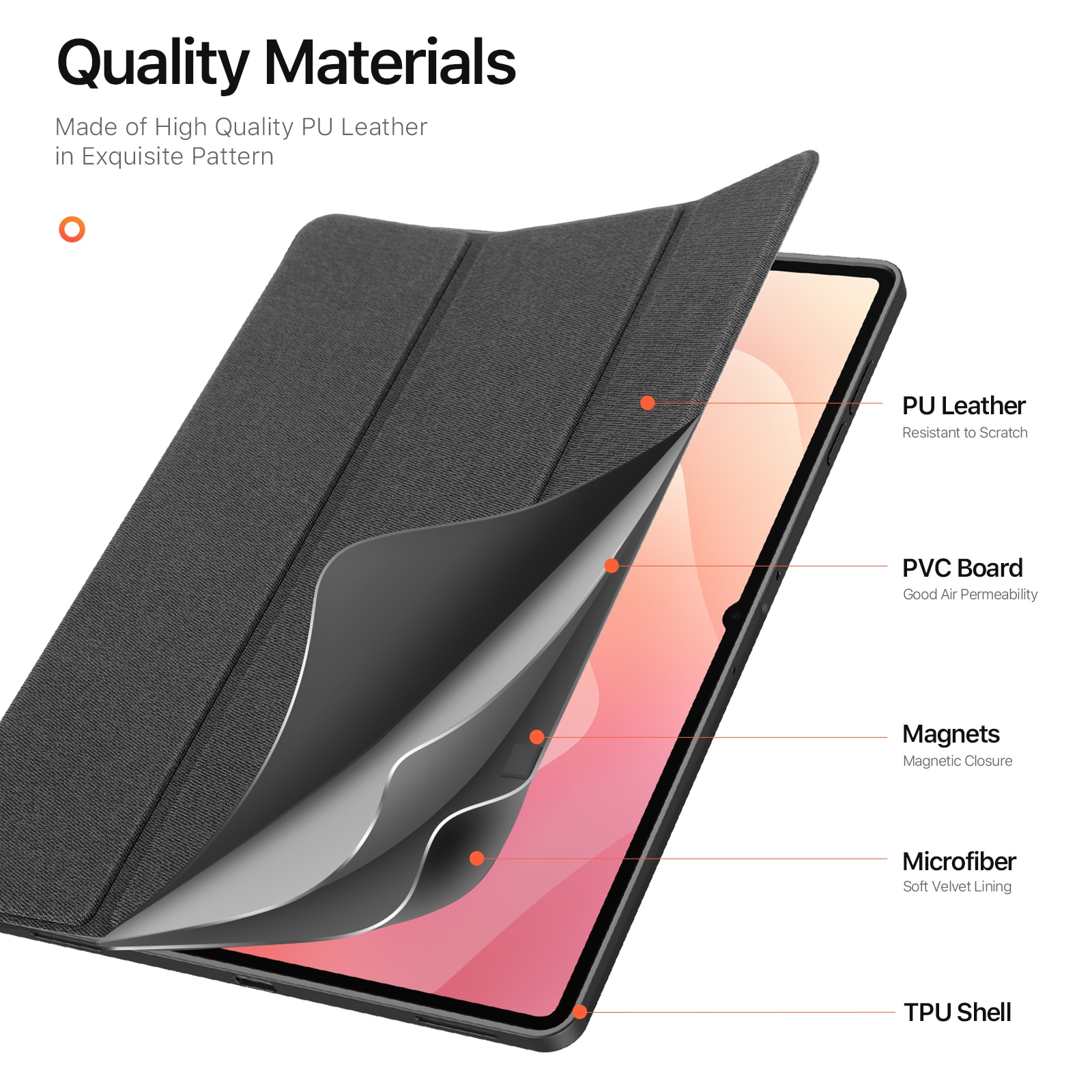 Domo Tri-Fold Case Samsung Galaxy Tab S11 Ultra Zwart