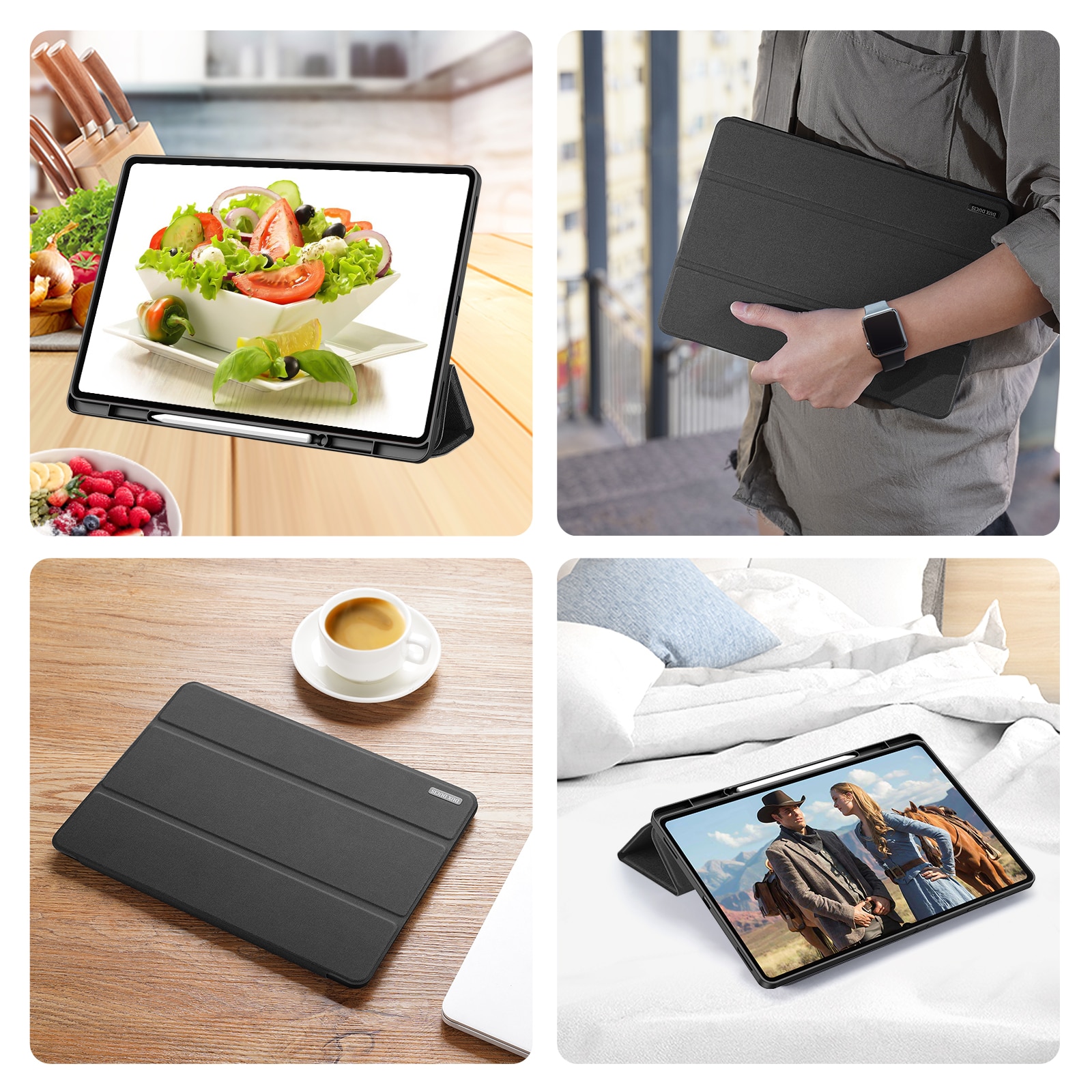 Domo Tri-Fold Case Samsung Galaxy Tab S11 Ultra Zwart
