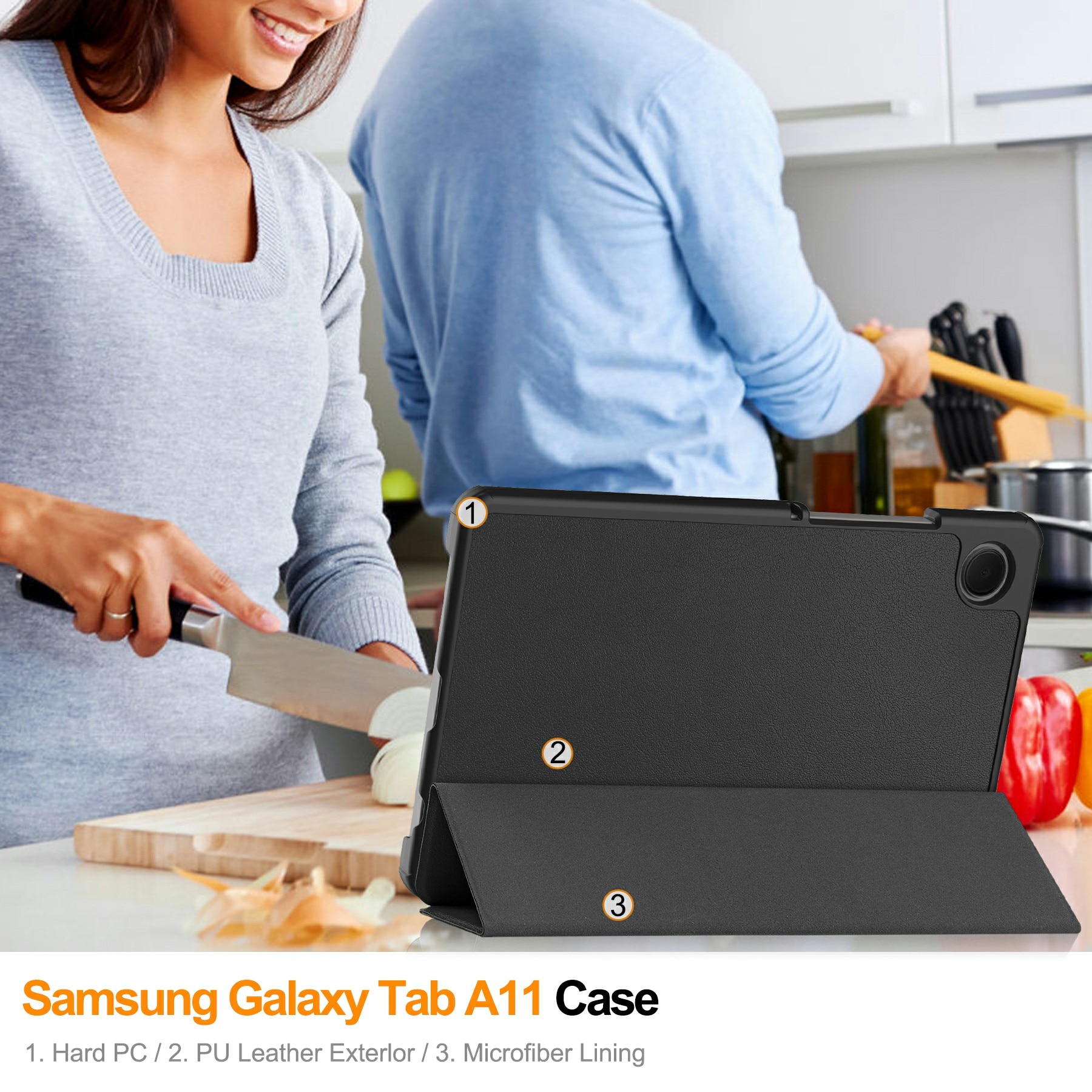Samsung Galaxy Tab A11 Tri-fold Hoesje Zwart