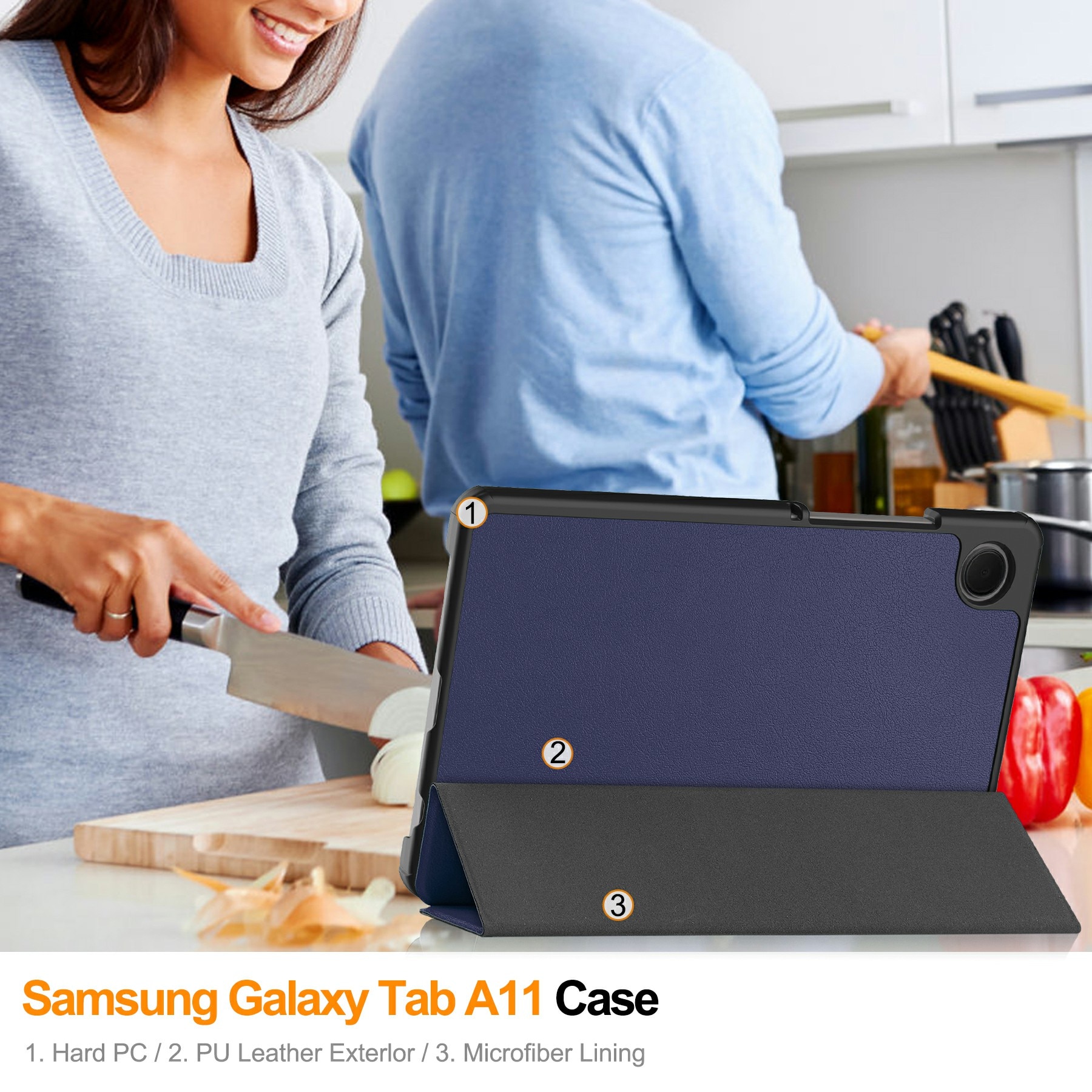 Samsung Galaxy Tab A11 Tri-fold Hoesje Blauw