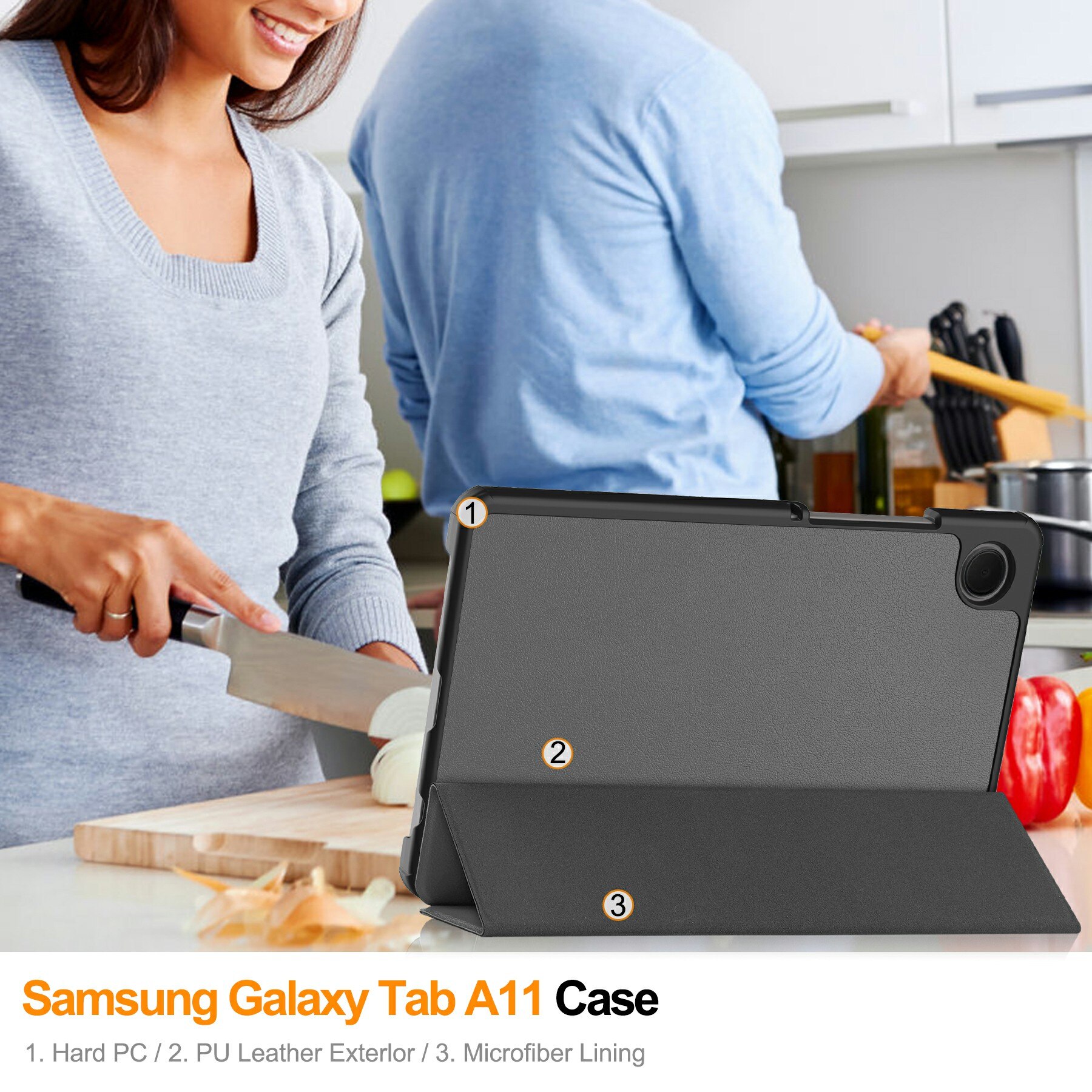 Samsung Galaxy Tab A11 Tri-fold Hoesje Grijs