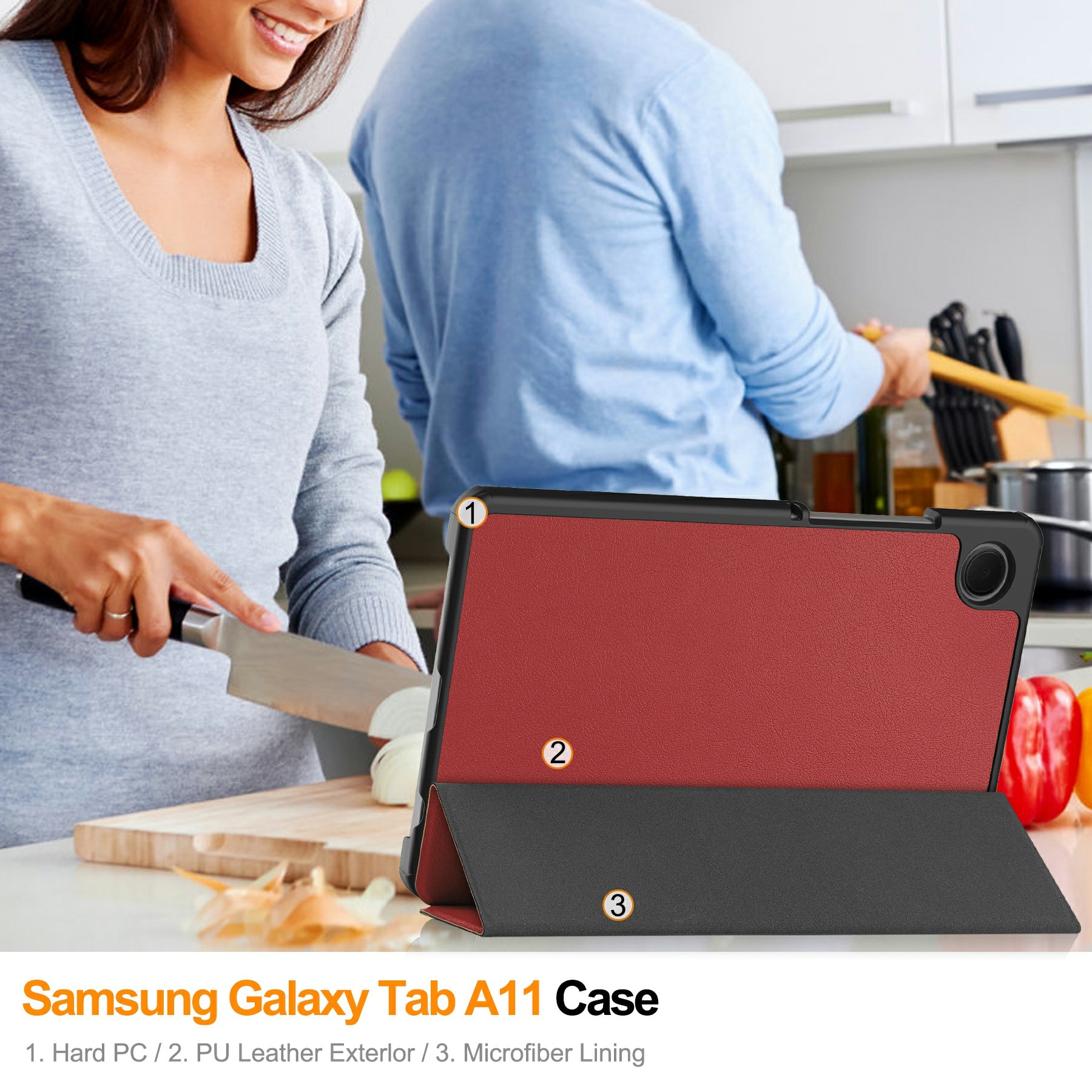 Samsung Galaxy Tab A11 Tri-fold Hoesje Rood