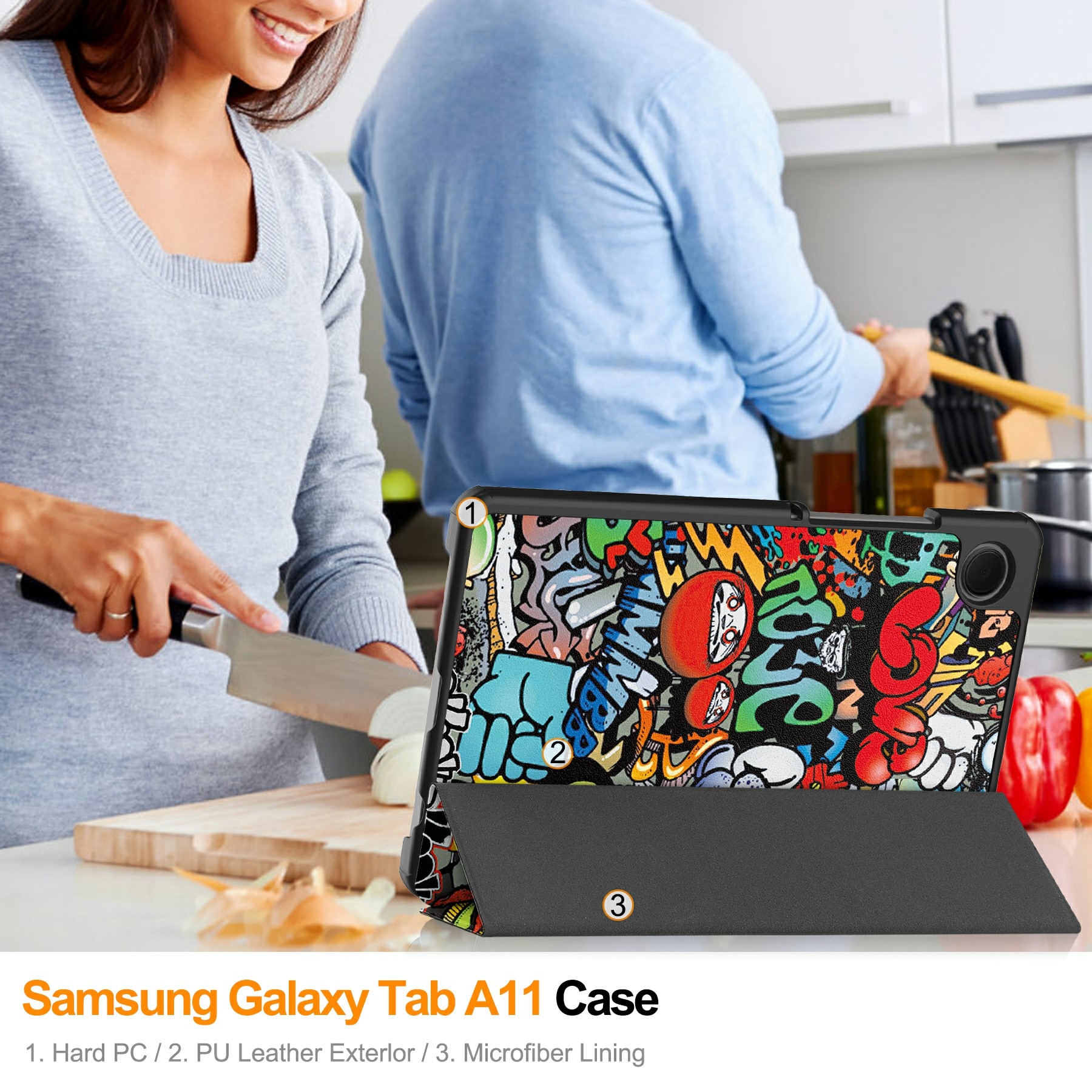 Samsung Galaxy Tab A11 Tri-fold Hoesje Graffiti