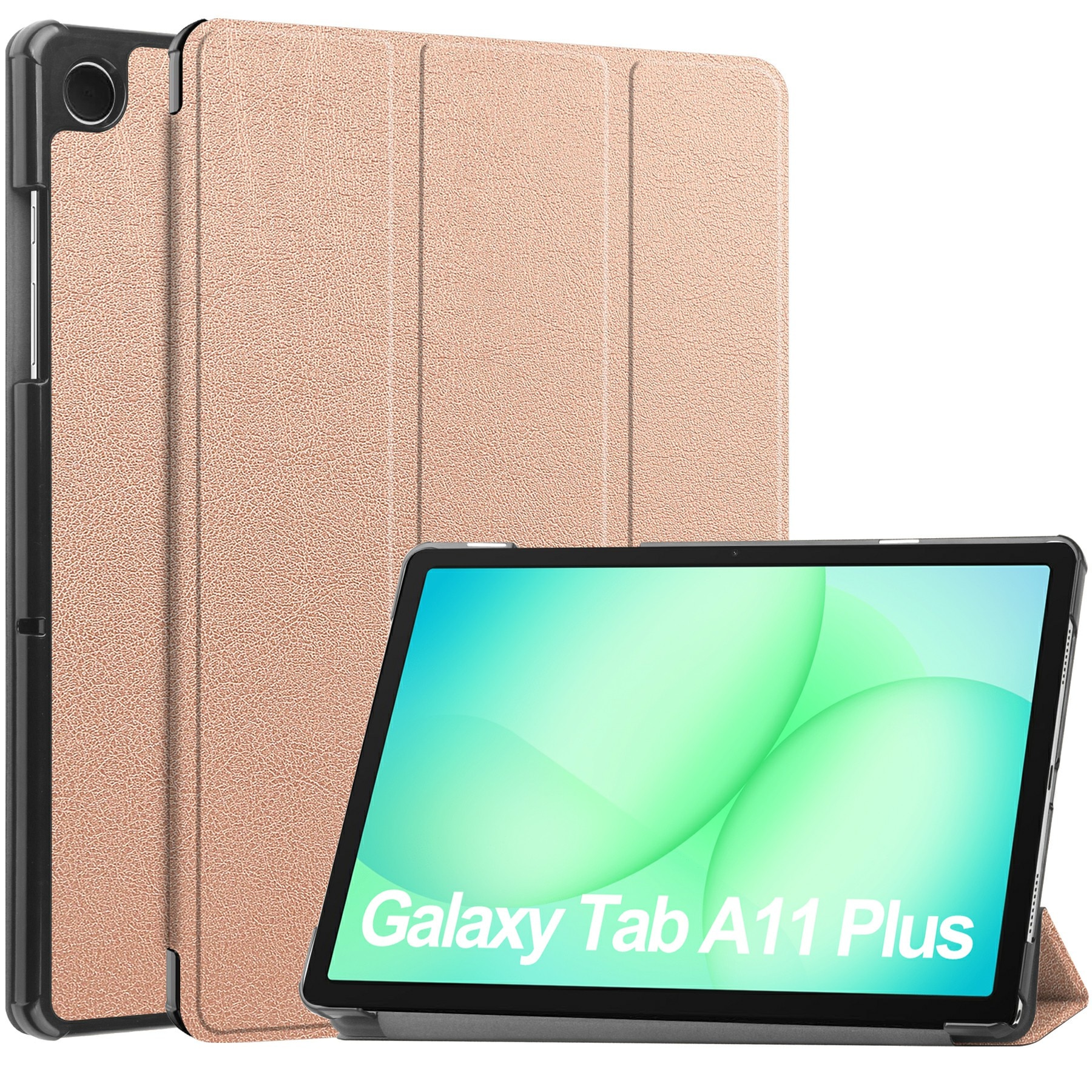Samsung Galaxy Tab A11 Plus Tri-fold Hoesje Rosé goud