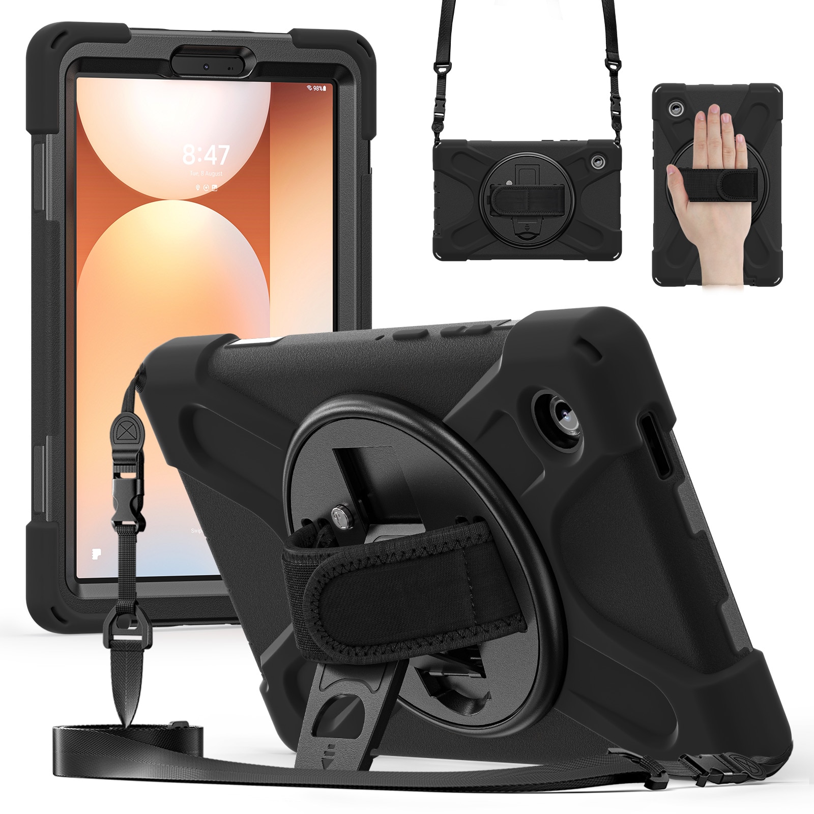 Samsung Galaxy Tab A11 Plus Schokbestendige Hybridcase met schouderriem zwart