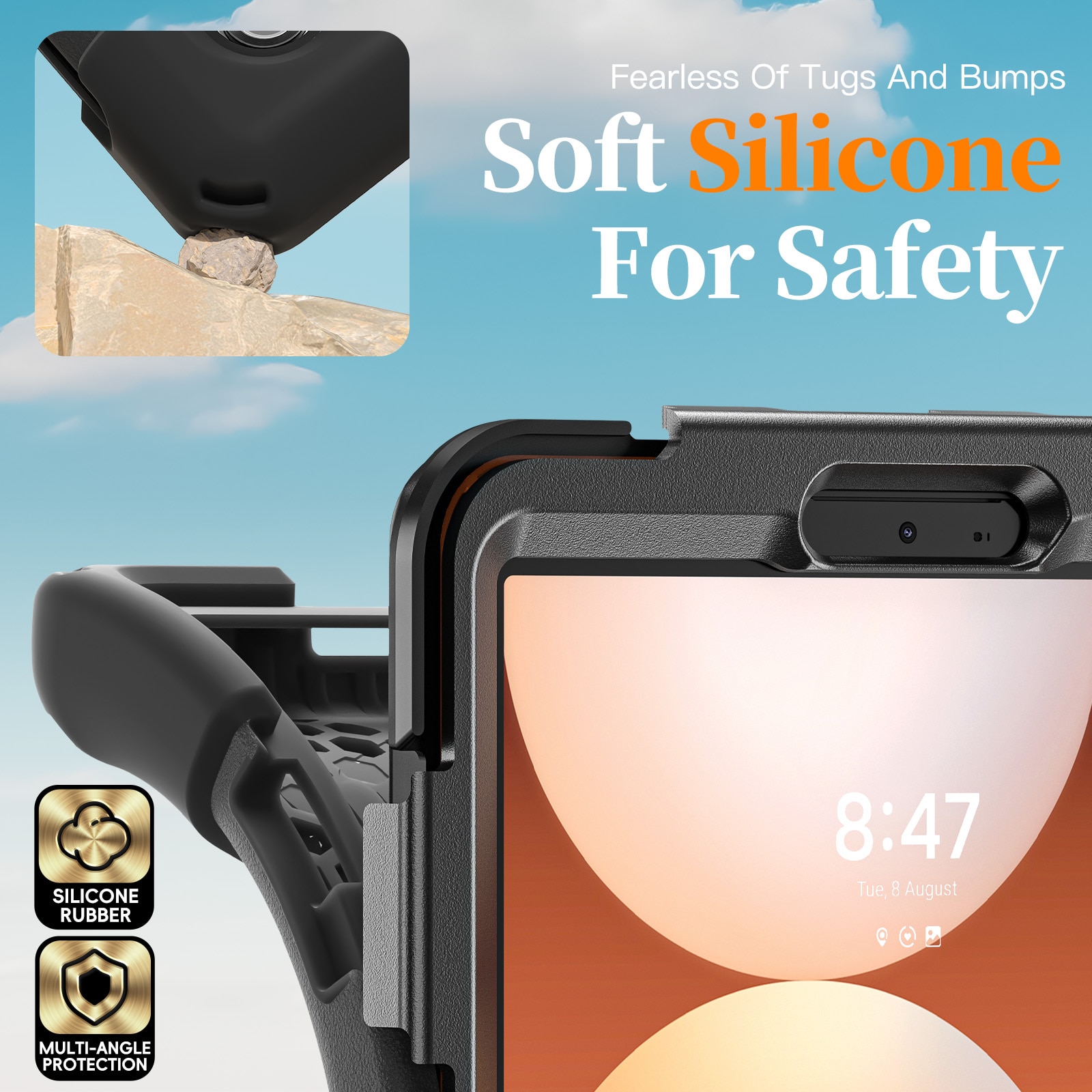 Samsung Galaxy Tab A11 Plus Schokbestendige Hybridcase met schouderriem zwart