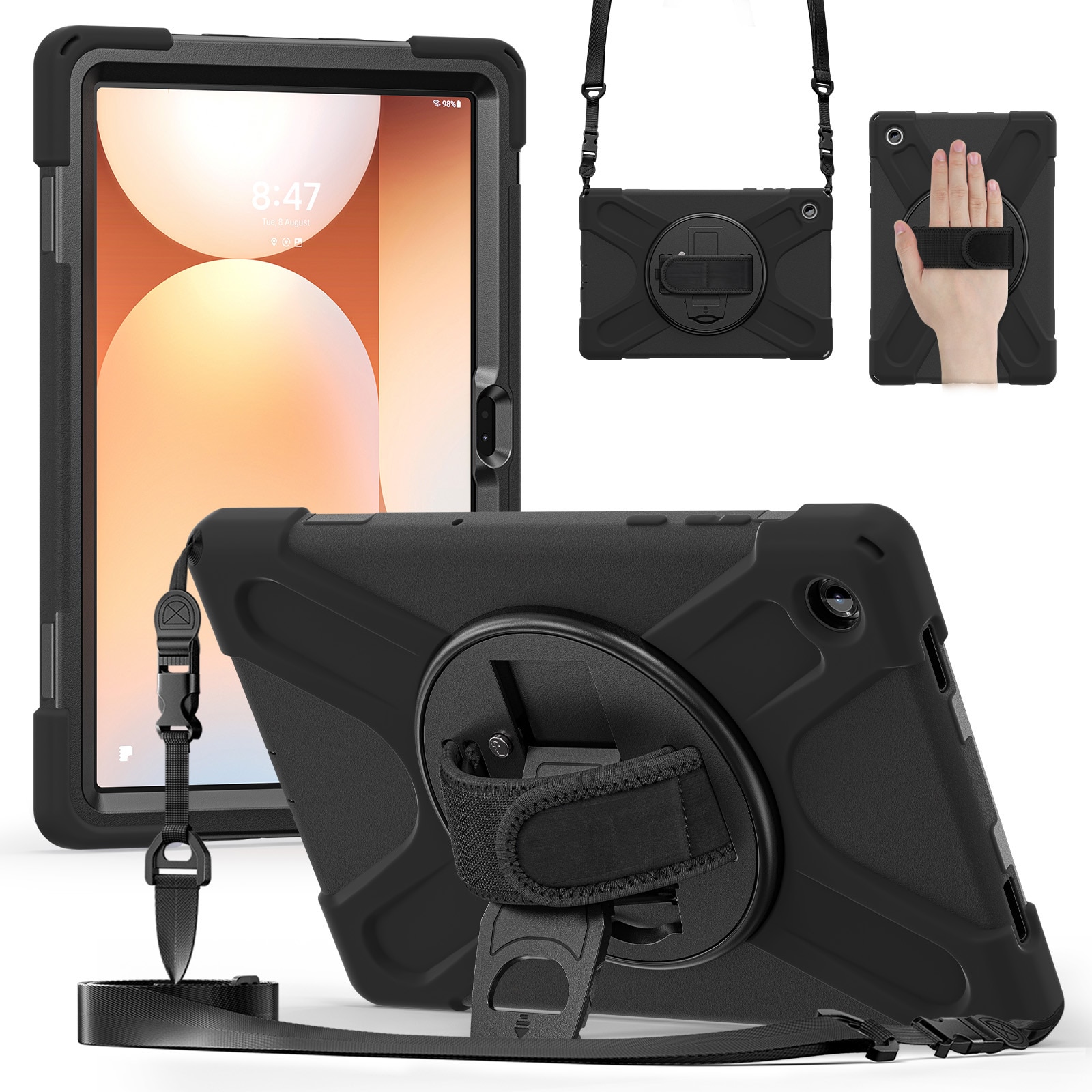 Samsung Galaxy Tab A11 Plus Schokbestendige Hybridcase met schouderriem zwart