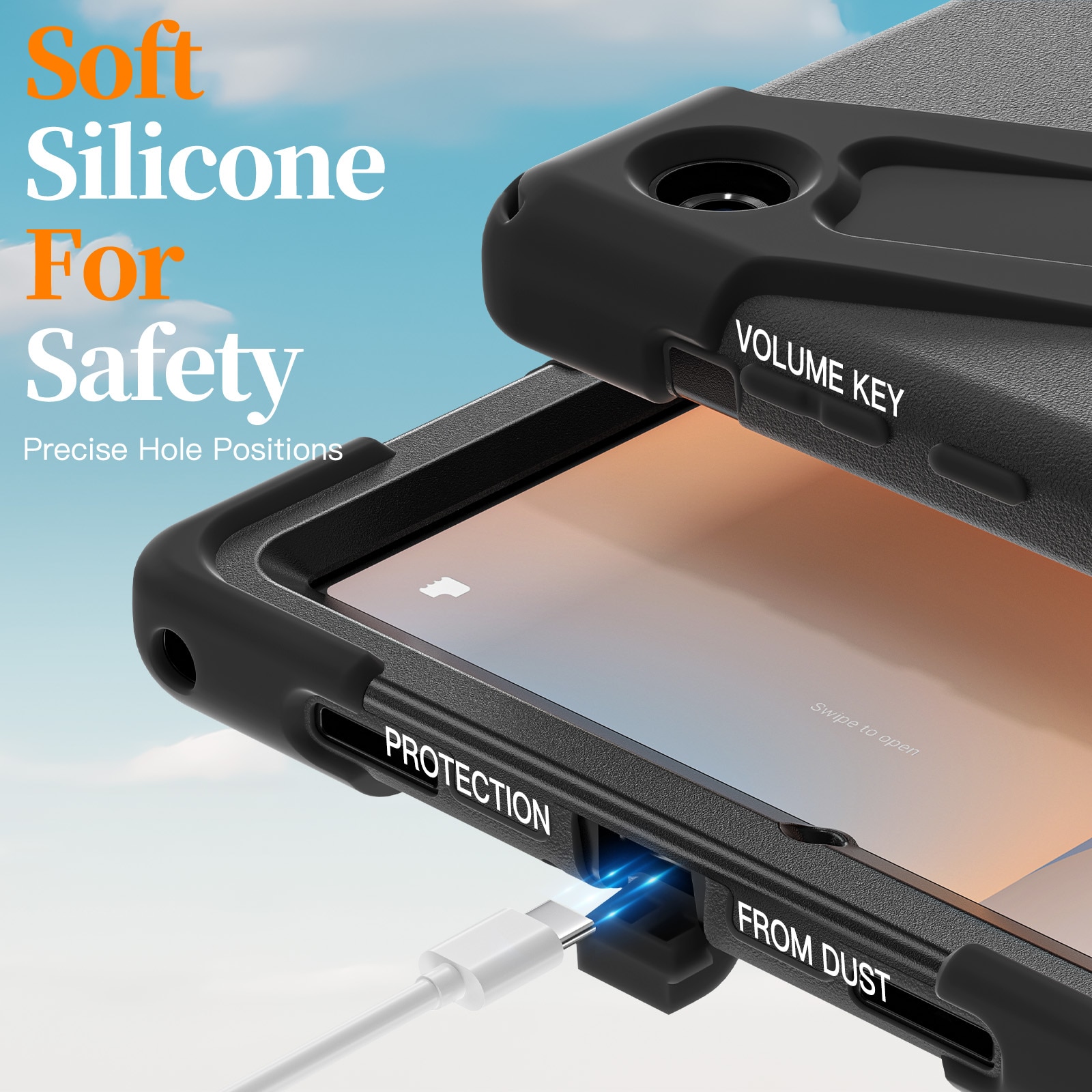 Samsung Galaxy Tab A11 Plus Schokbestendige Hybridcase met schouderriem zwart