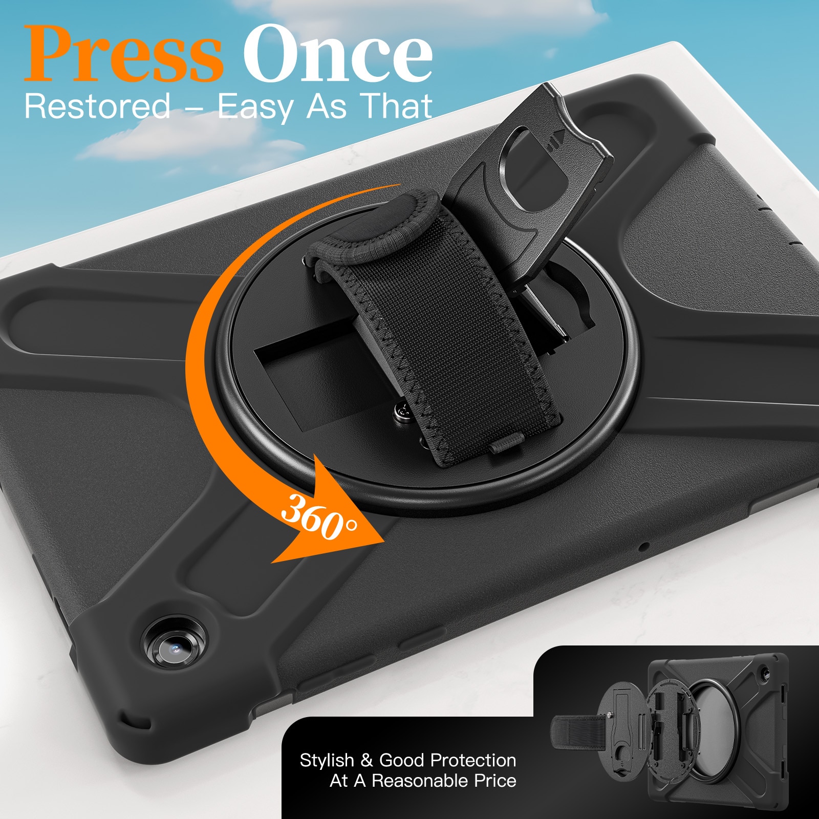 Samsung Galaxy Tab A11 Plus Schokbestendige Hybridcase met schouderriem zwart