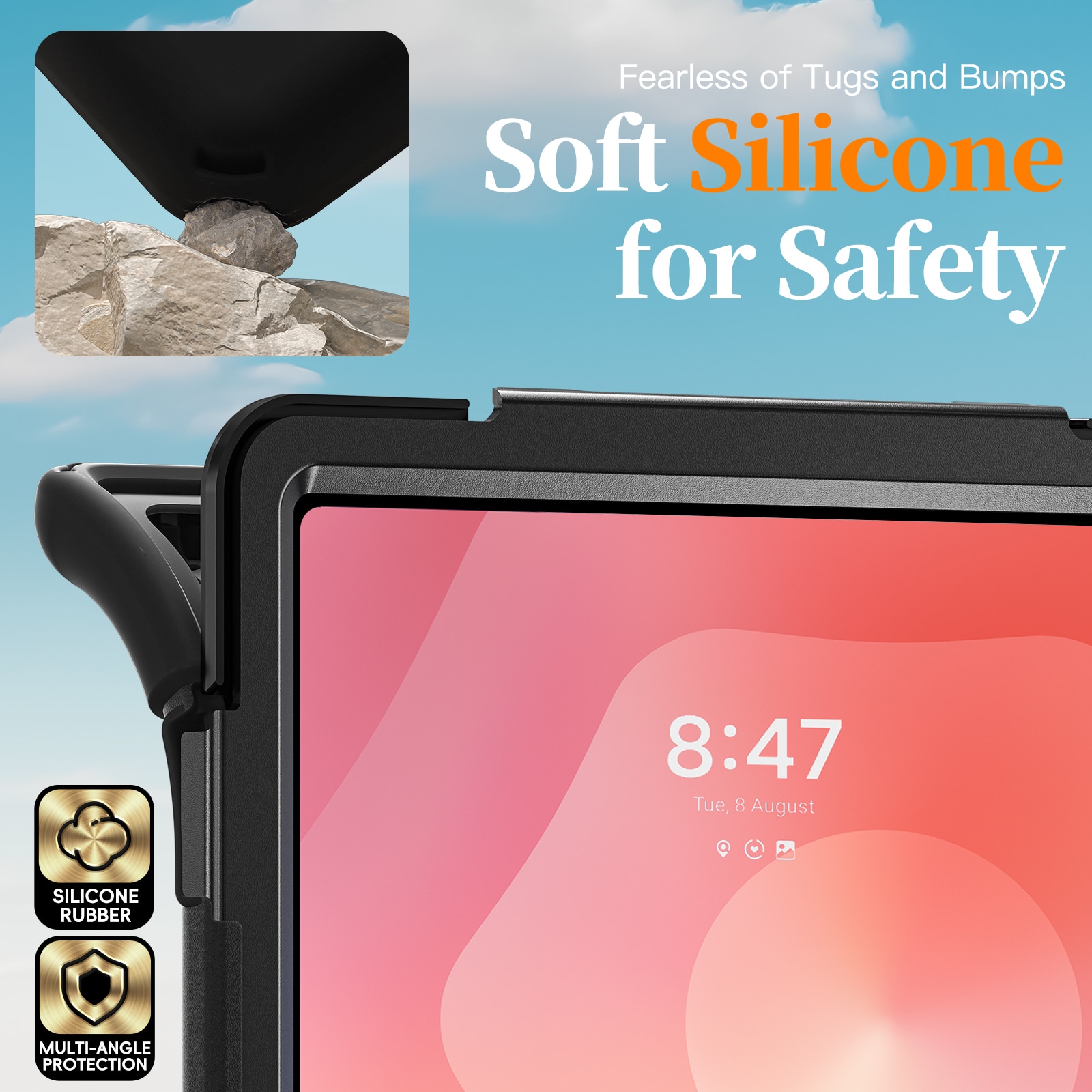 Samsung Galaxy Tab S11 Ultra Schokbestendige Hybridcase met schouderriem zwart