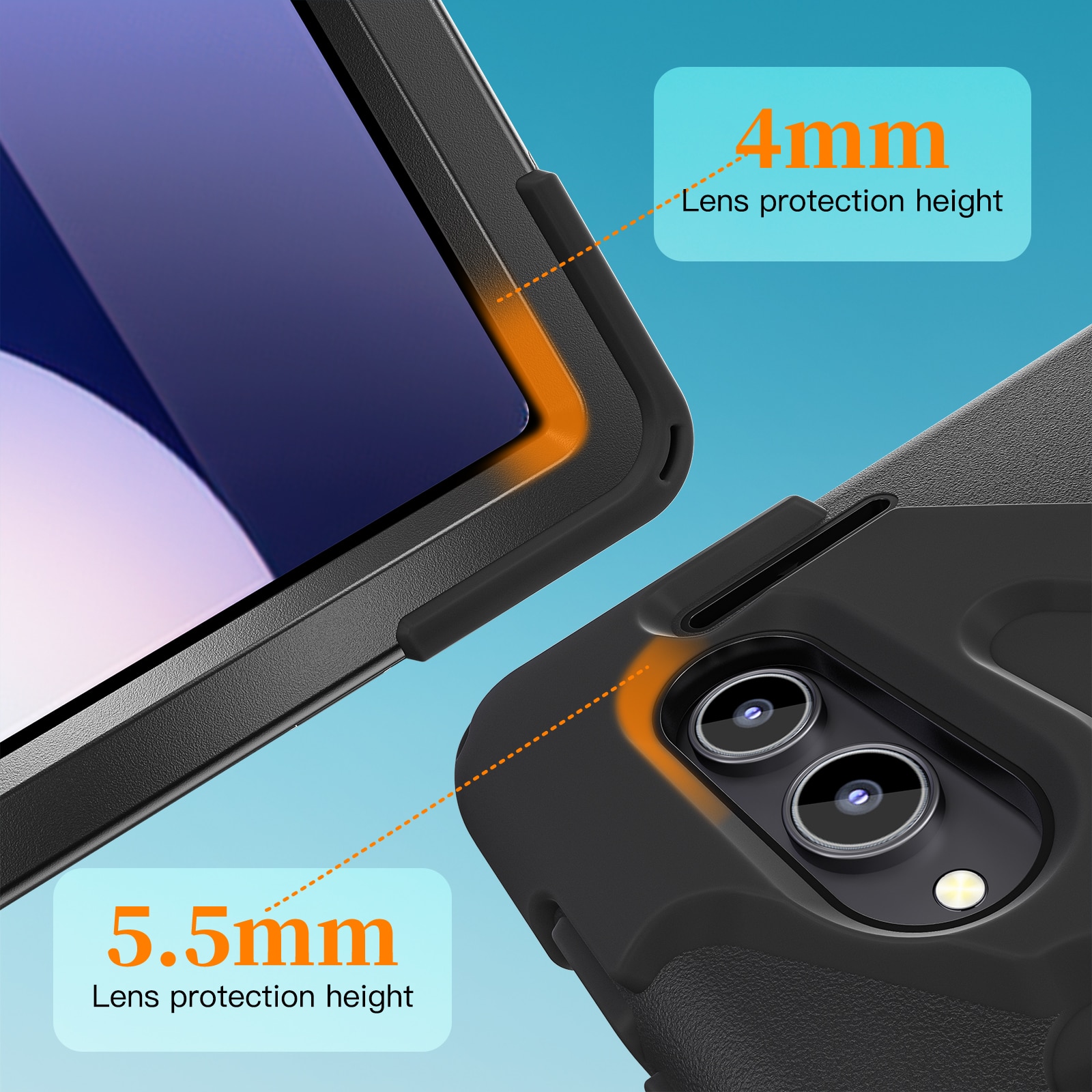 Samsung Galaxy Tab S11 Ultra Schokbestendige Hybridcase met schouderriem zwart
