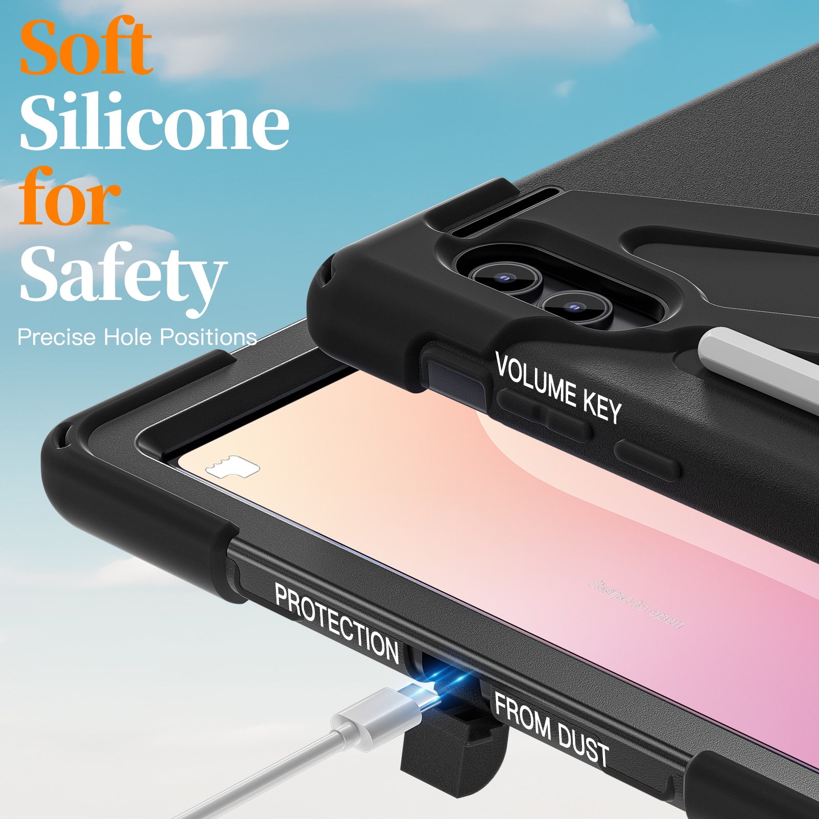 Samsung Galaxy Tab S11 Ultra Schokbestendige Hybridcase met schouderriem zwart