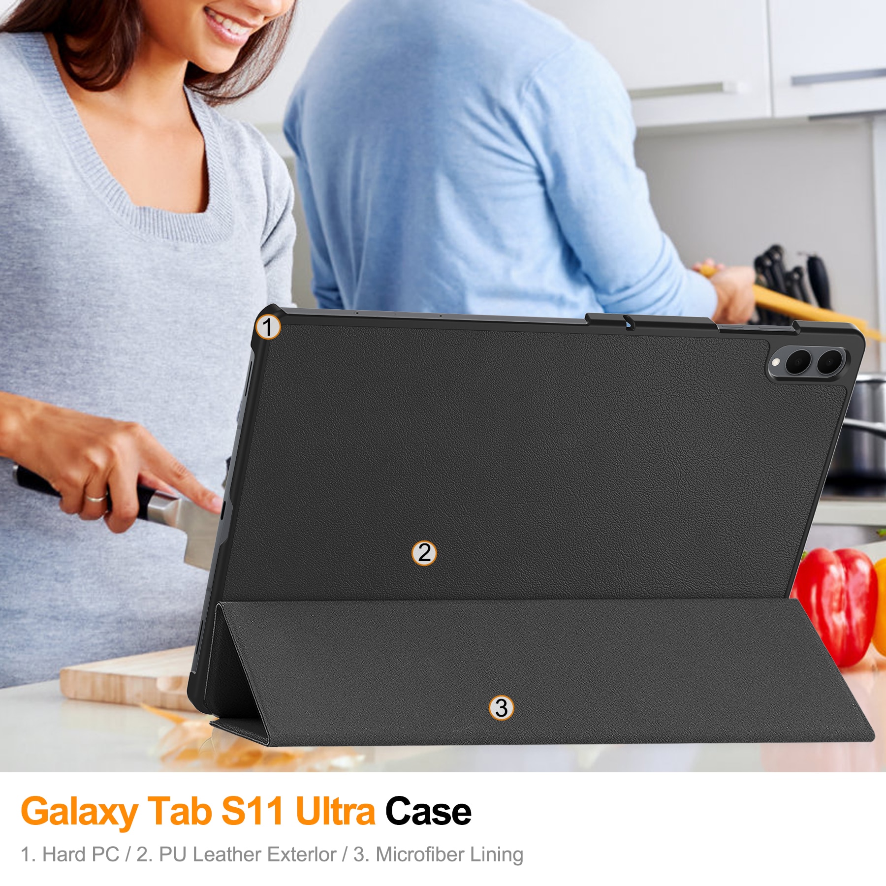 Samsung Galaxy Tab S11 Ultra Tri-fold Hoesje Zwart