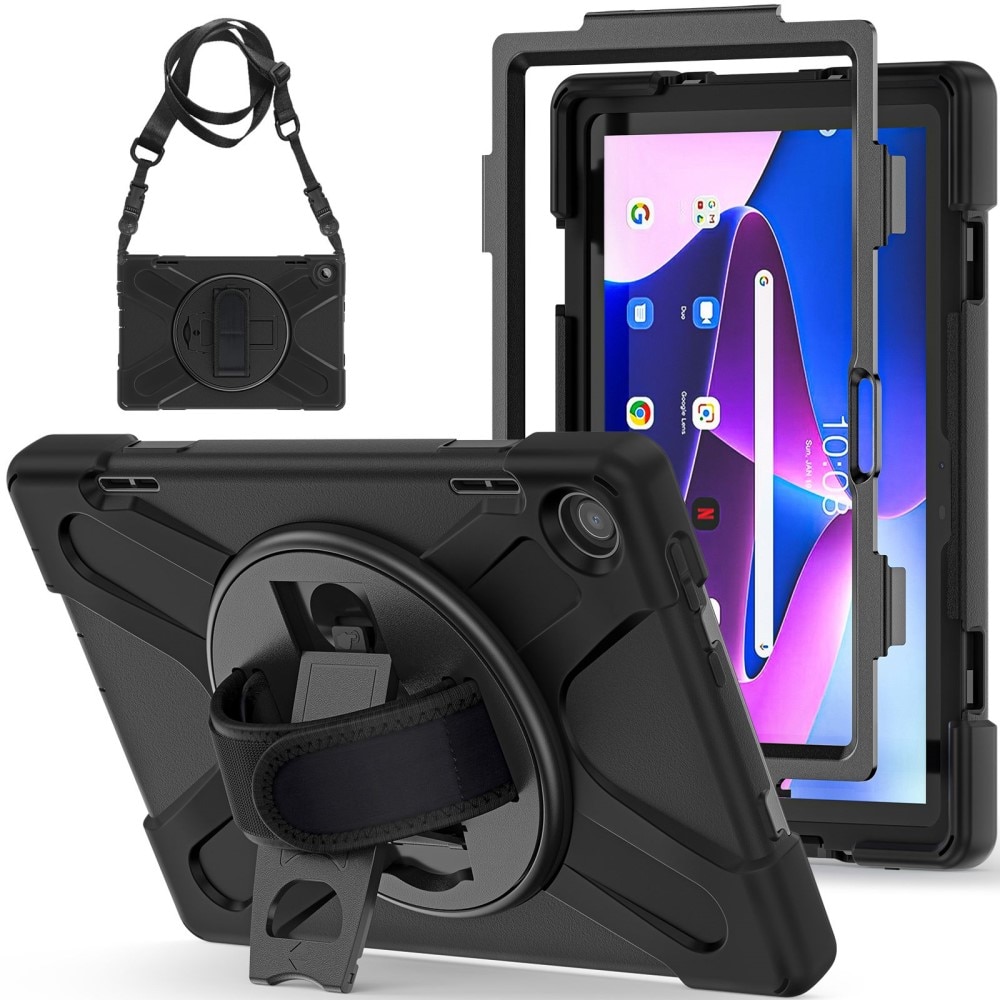 Lenovo Tab M10 (3rd gen) Schokbestendige Hybridcase met schouderriem Zwart