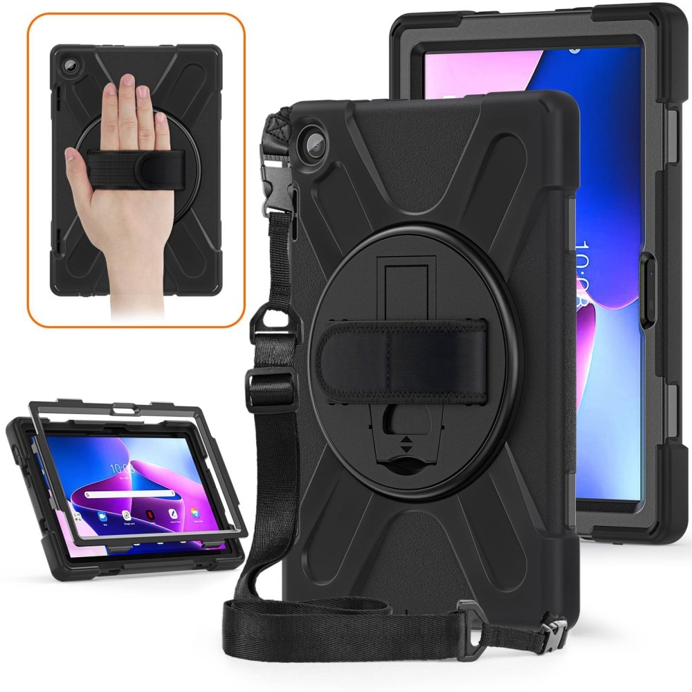 Lenovo Tab M10 (3rd gen) Schokbestendige Hybridcase met schouderriem Zwart