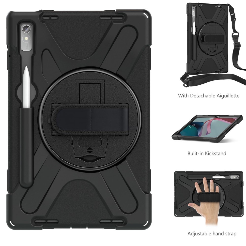 Lenovo Tab P11 Pro (2nd gen) Schokbestendige Hybridcase met schouderriem Zwart