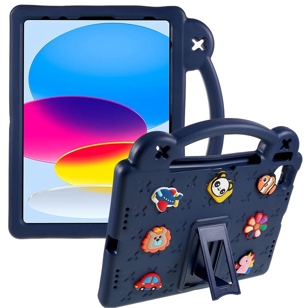 iPad 10.9 10th Gen (2022) Schokbestendig EVA-hoesje Kickstand donkerblauw