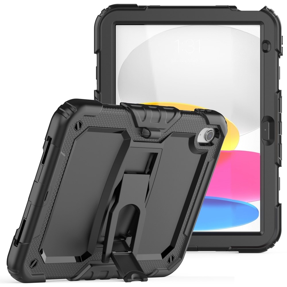 iPad 10.9 10th Gen (2022) Full Cover Rugged Kickstand Case zwart