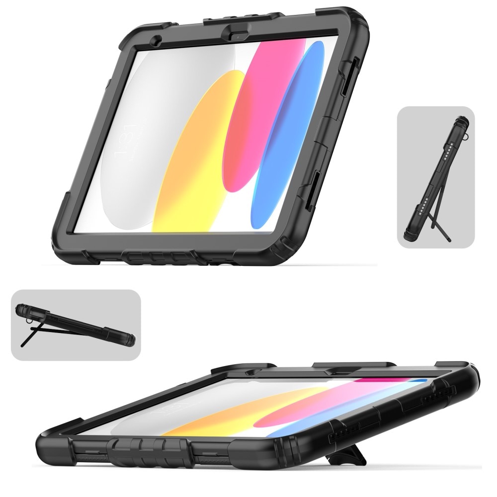 iPad 10.9 10th Gen (2022) Full Cover Rugged Kickstand Case zwart