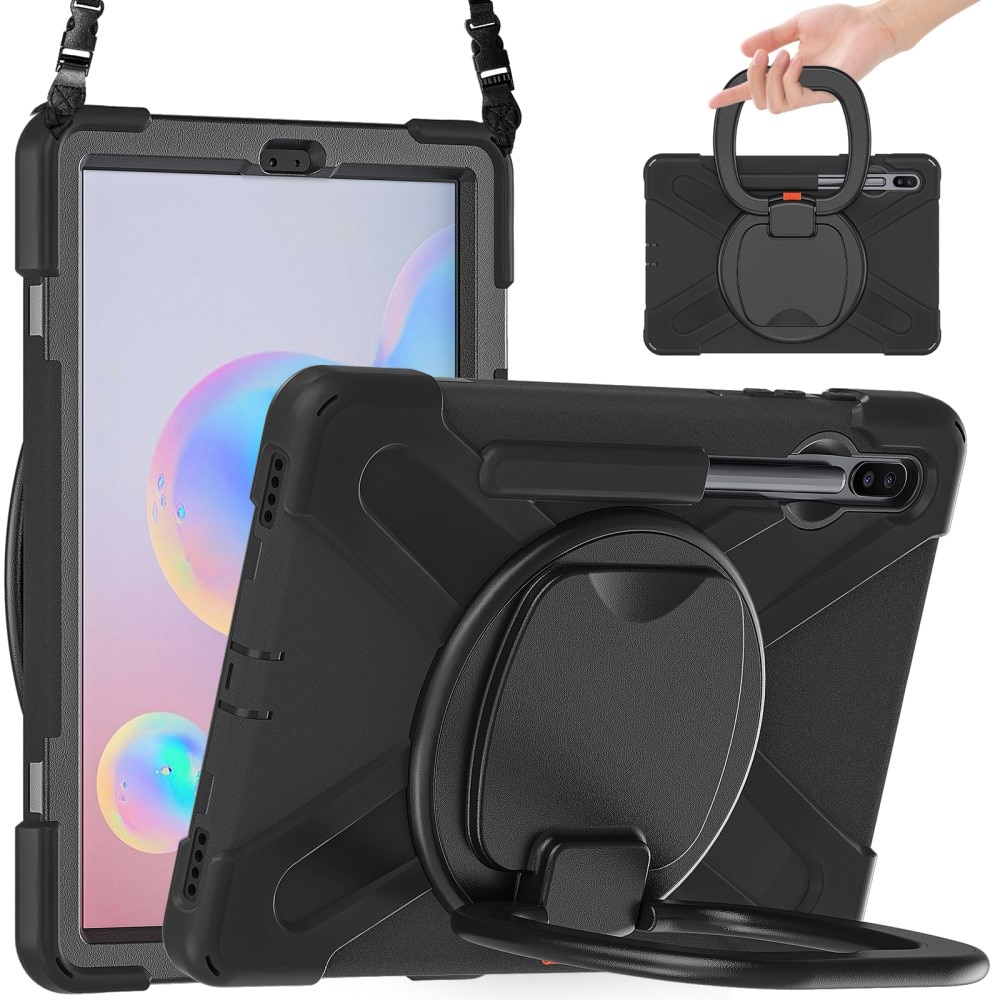 Samsung Galaxy Tab S6 10.5 Kickstand Hybrid Case met schouderriem zwart