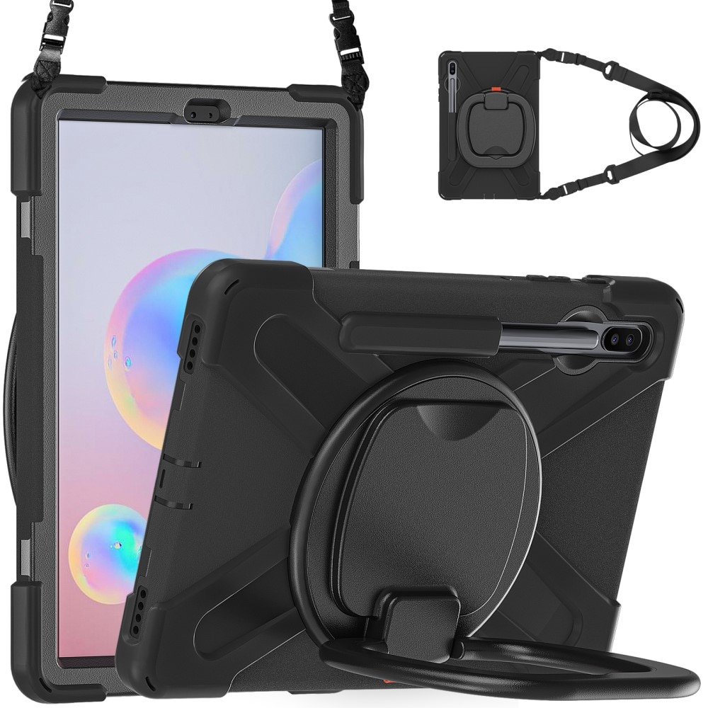 Samsung Galaxy Tab S6 10.5 Kickstand Hybrid Case met schouderriem zwart