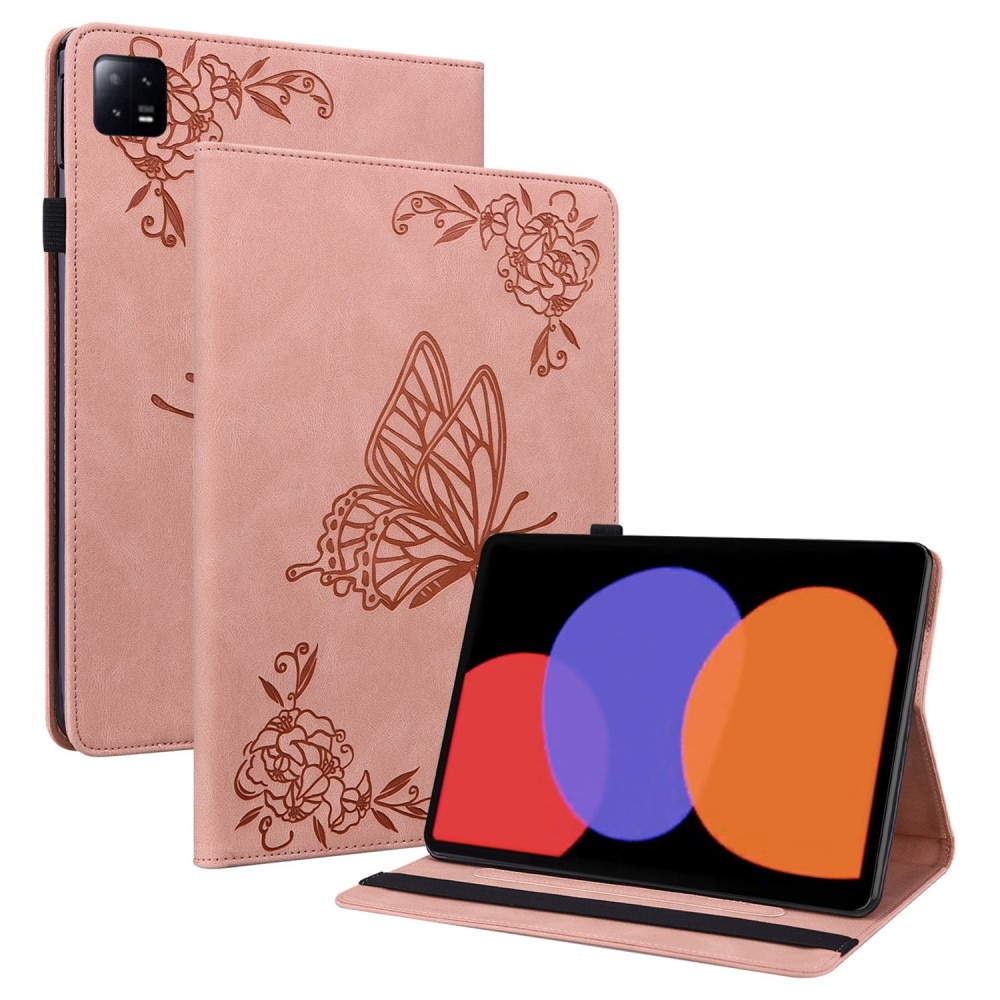 Xiaomi Pad 6 Pro Leren vlinderhoesje roze