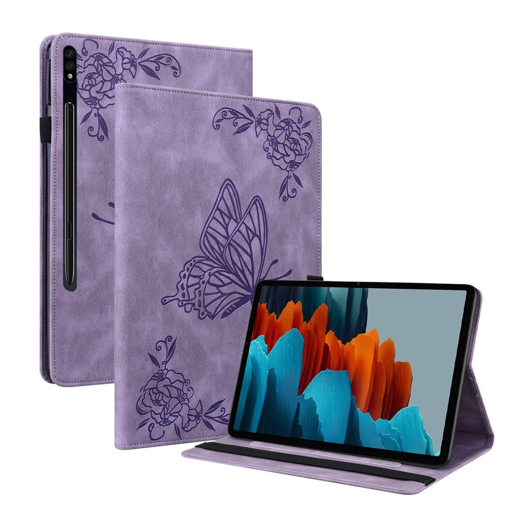 Samsung Galaxy Tab S7 FE Leren vlinderhoesje paars