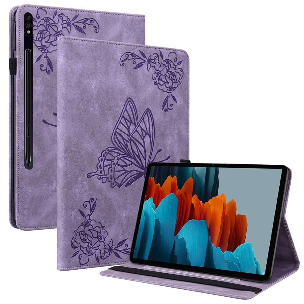 Samsung Galaxy Tab S9 FE Leren vlinderhoesje paars