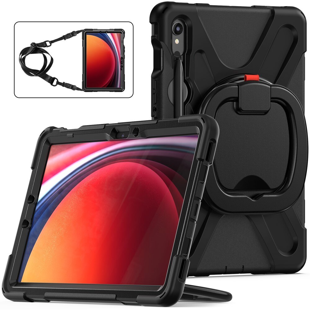 Samsung Galaxy Tab S7 Hybridcase met Kickstand en schouderband zwart