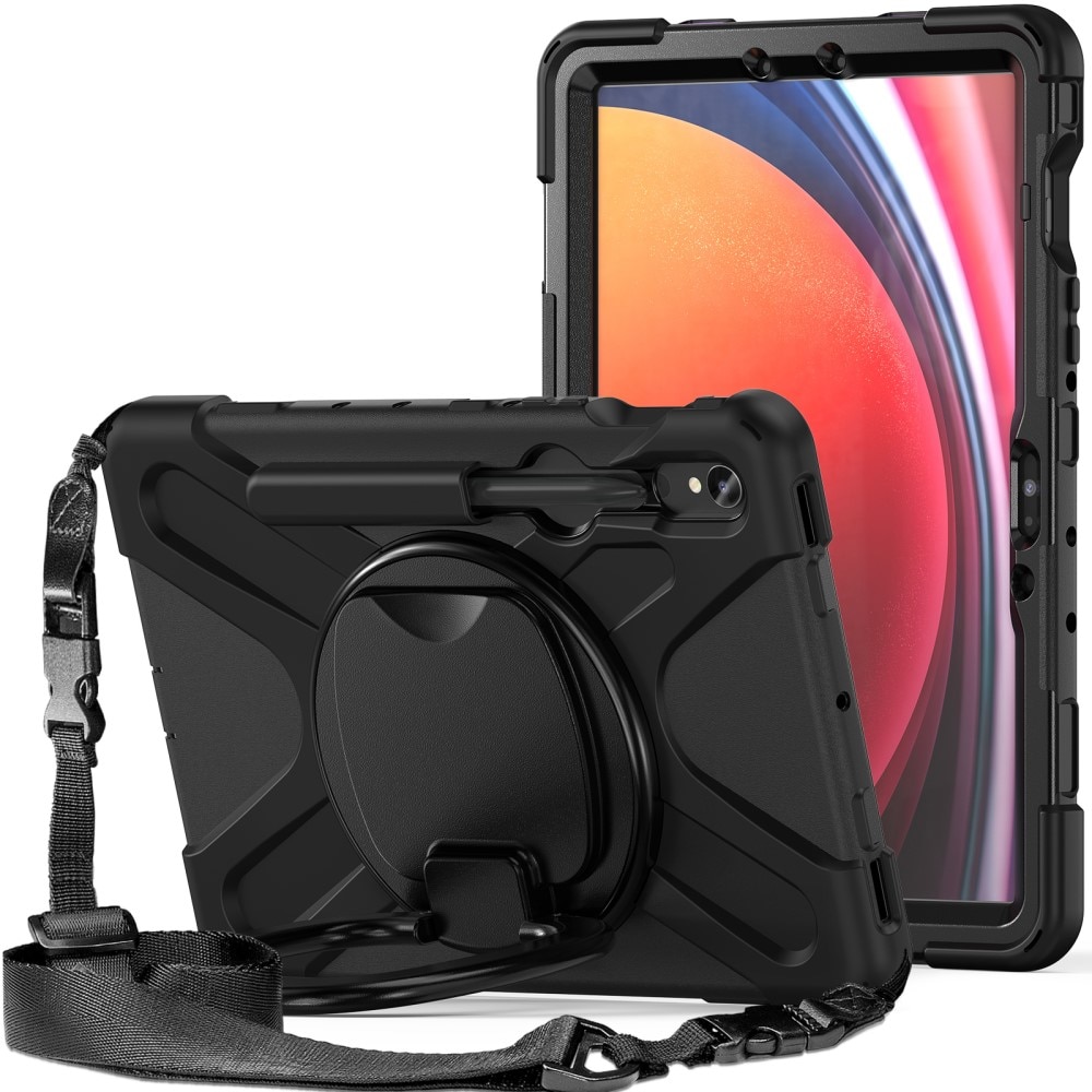 Samsung Galaxy Tab S7 Hybridcase met Kickstand en schouderband zwart