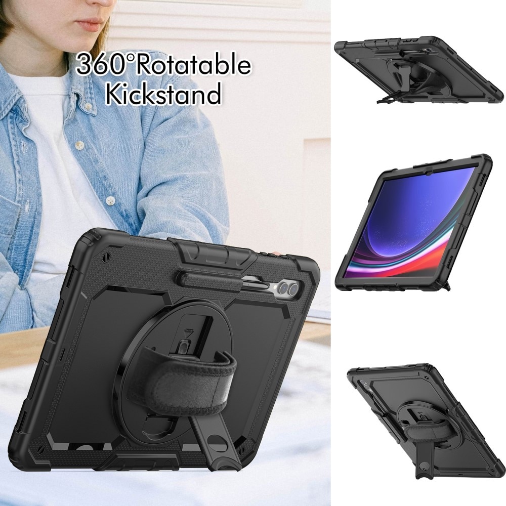 Samsung Galaxy Tab S9 Ultra Schokbestendige Full Protection Hybridcase met schouderriem zwart