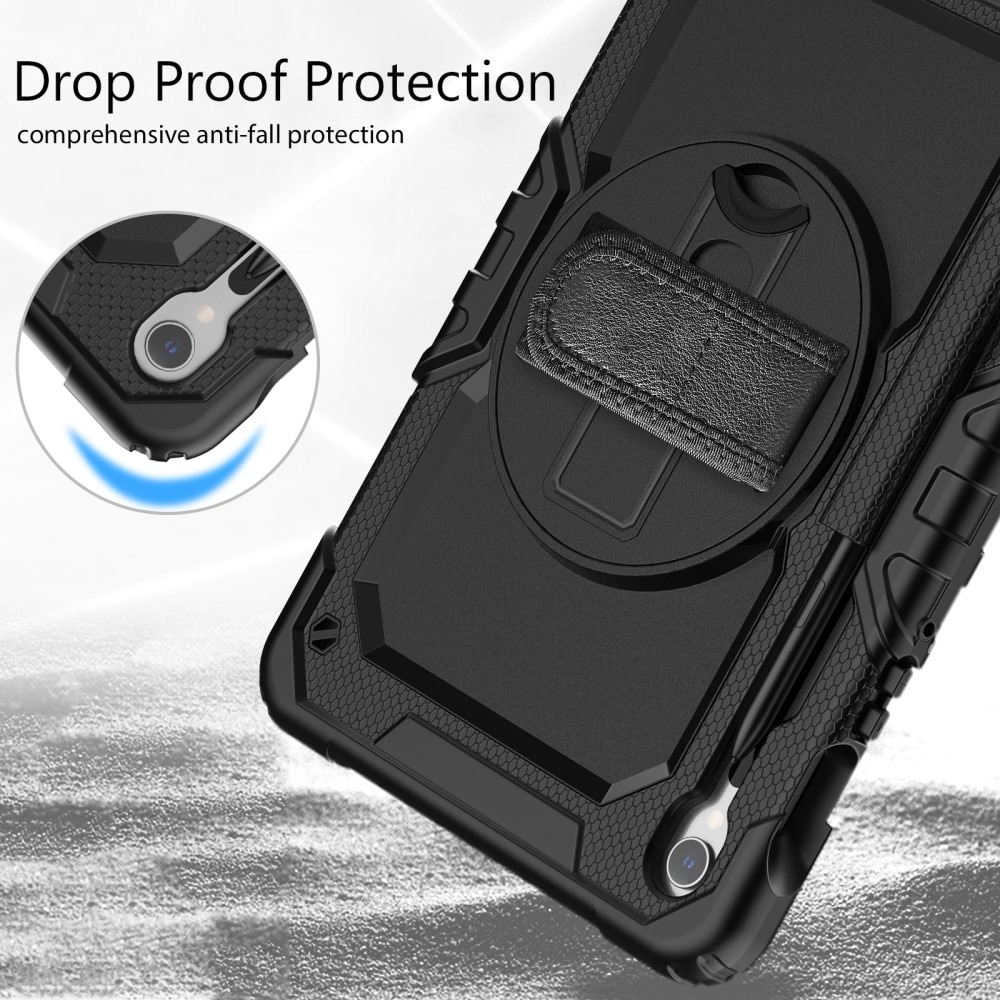 Samsung Galaxy Tab S9 Schokbestendige Full Protection Hybridcase met schouderriem zwart