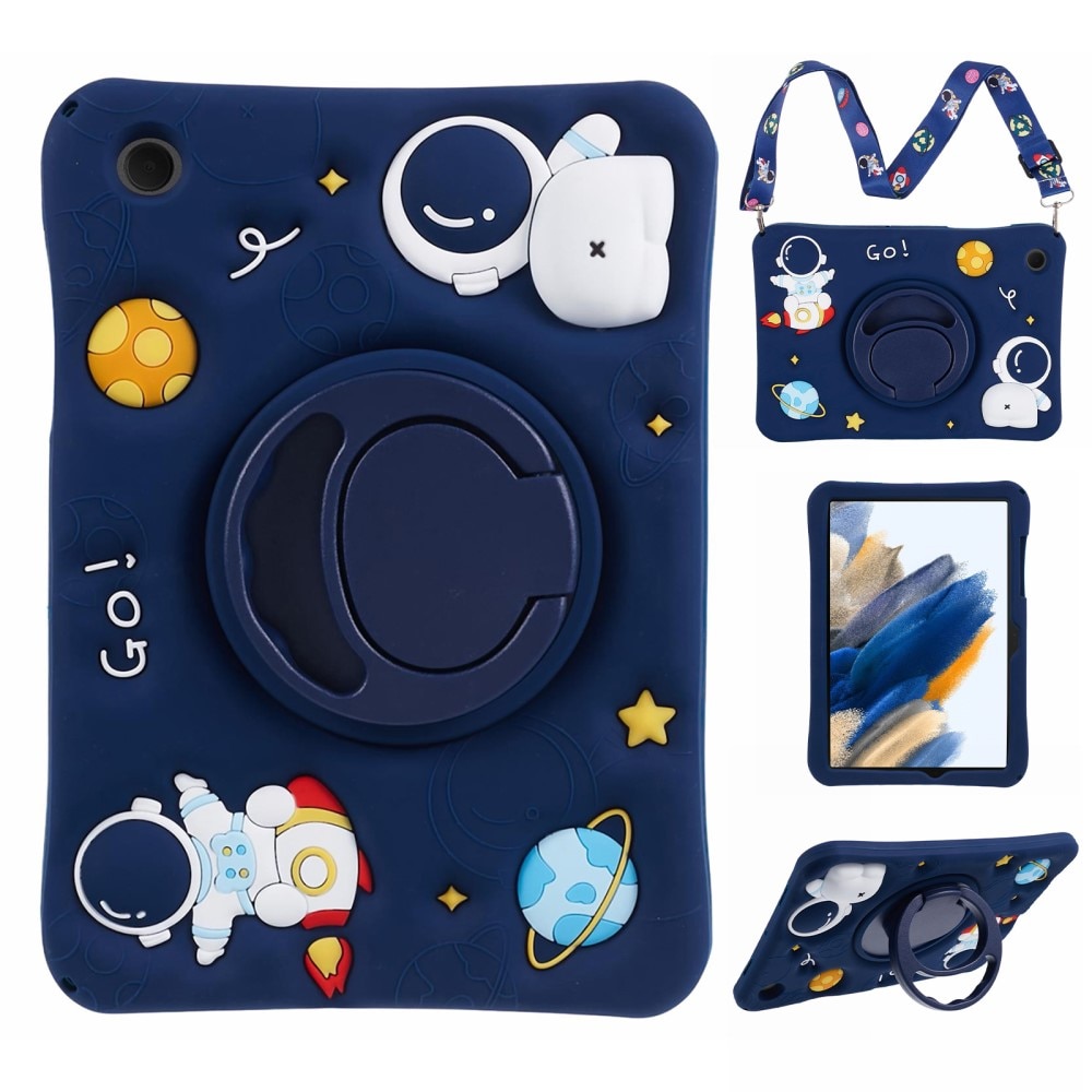 Samsung Galaxy Tab A8 Hoesje Astronaut met Stand en schouderband blauw