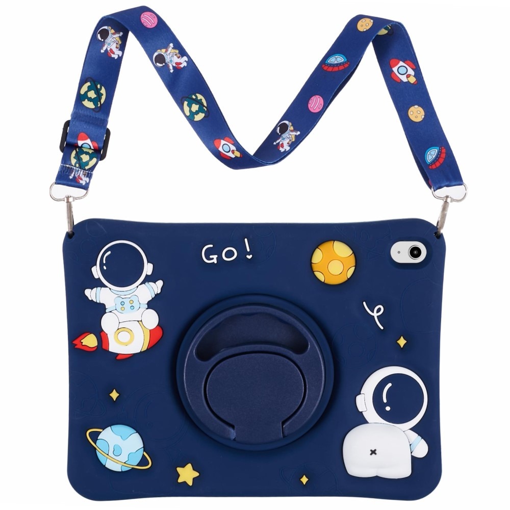 iPad 10.9 10th Gen (2022) Hoesje Astronaut met Stand en schouderband blauw