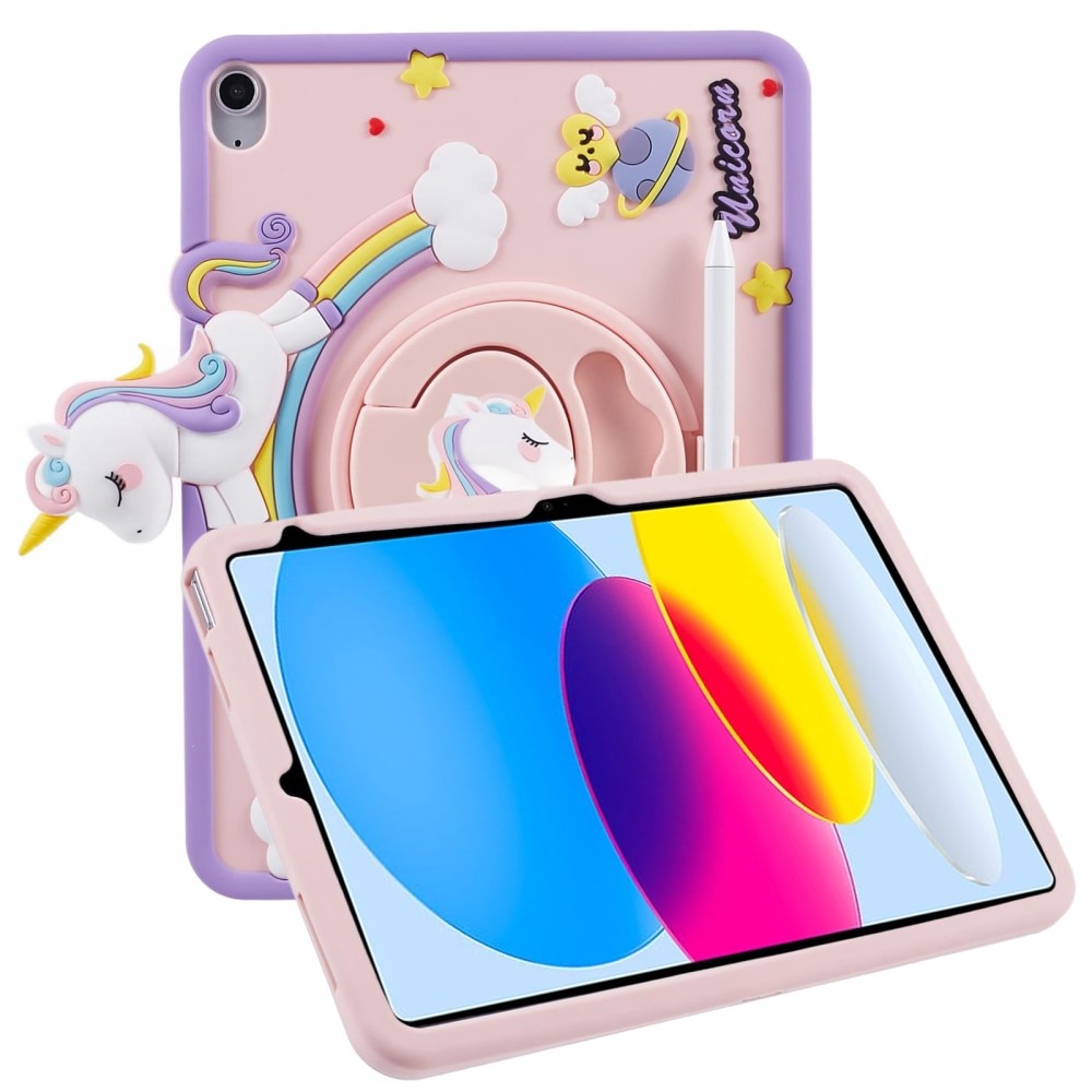 iPad 10.9 10th Gen (2022) Hoesje Eenhoorn met Stand roze