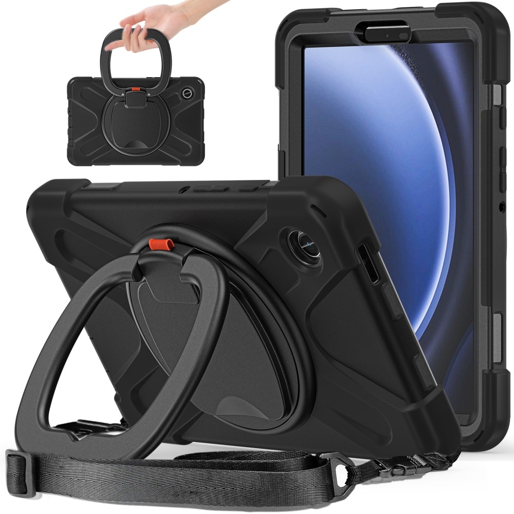 Samsung Galaxy Tab A9 Hybridcase met Kickstand en schouderband zwart