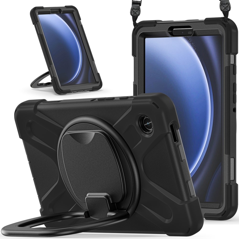 Samsung Galaxy Tab A9 Hybridcase met Kickstand en schouderband zwart