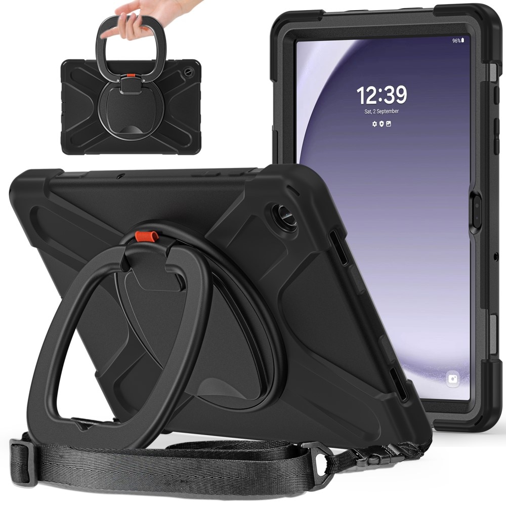 Samsung Galaxy Tab A9 Plus Hybridcase met Kickstand en schouderband zwart