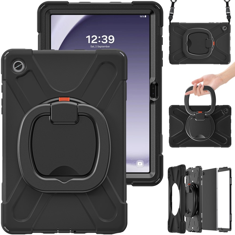 Samsung Galaxy Tab A9 Plus Hybridcase met Kickstand en schouderband zwart