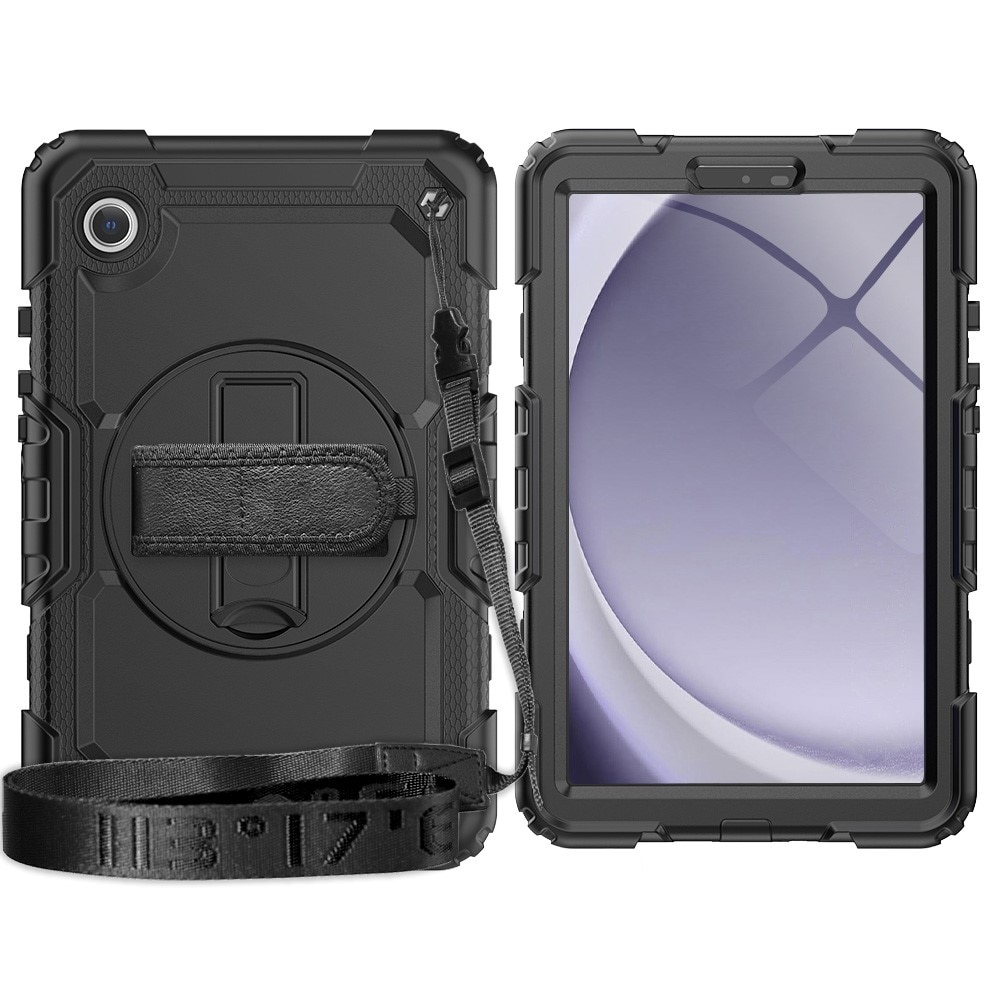 Samsung Galaxy Tab A9 Schokbestendige Full Protection Hybridcase met schouderriem zwart