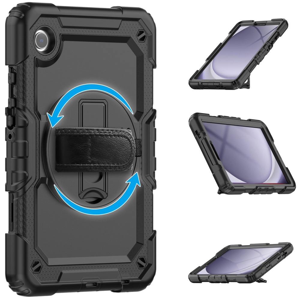 Samsung Galaxy Tab A9 Schokbestendige Full Protection Hybridcase met schouderriem zwart