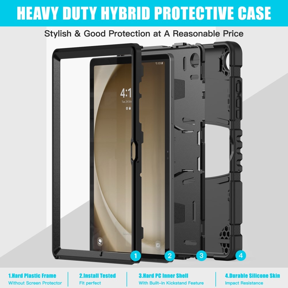 Samsung Galaxy Tab A9 Plus Schokbestendige Hybridcase Kickstand zwart