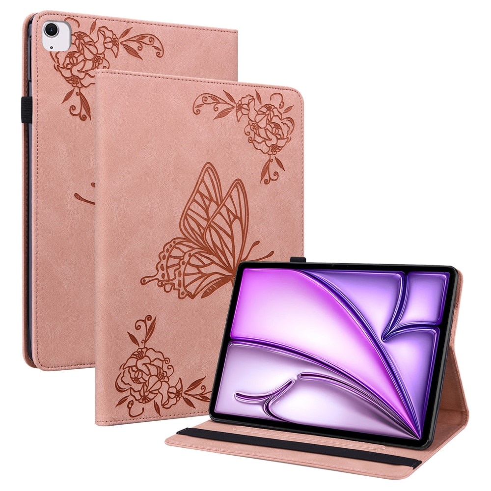iPad Air 11 6th Gen (2024) Leren vlinderhoesje roze