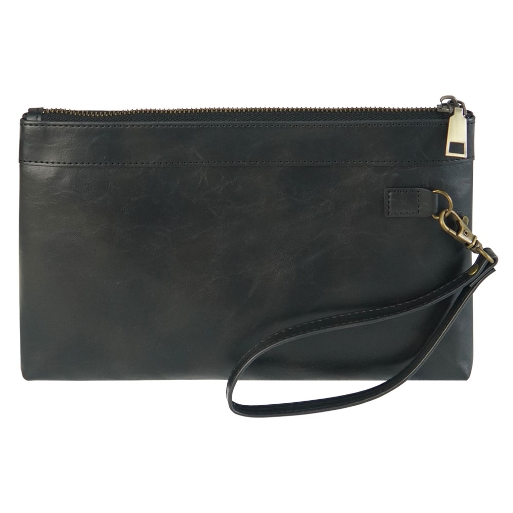 Leren Clutch met Band, zwart