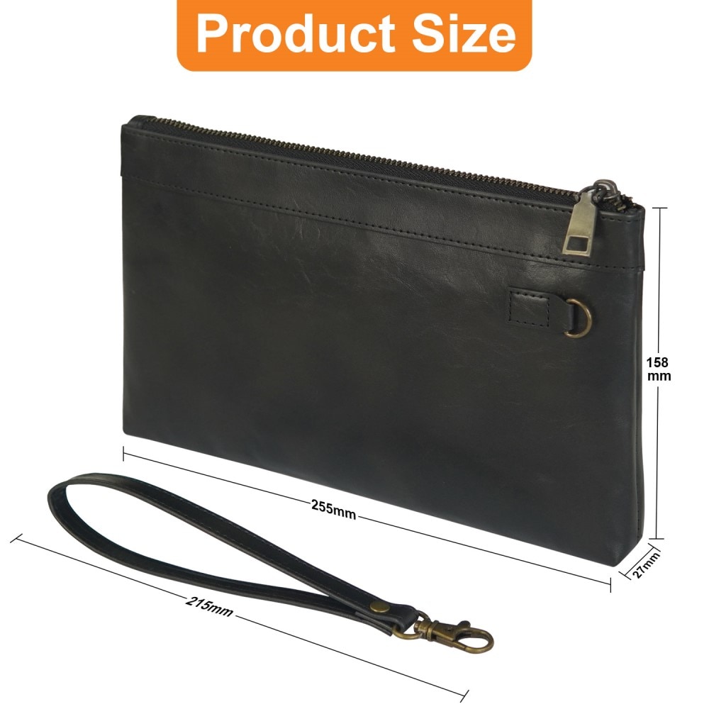Leren Clutch met Band, zwart
