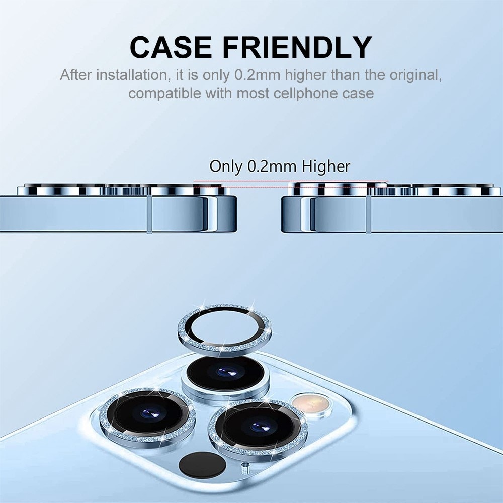 Gehard Glas Camera Protector Aluminium Schitteren iPhone 14 Plus blauw