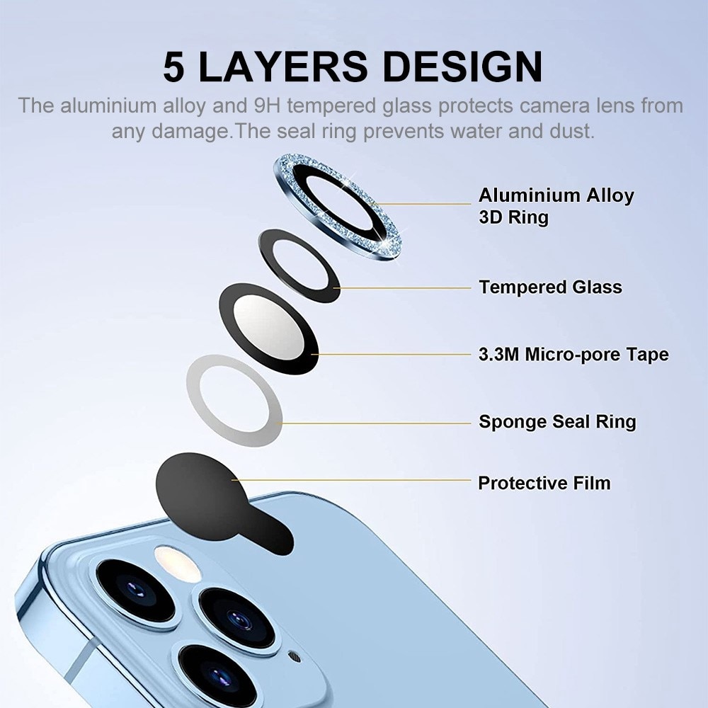 Gehard Glas Camera Protector Aluminium Schitteren iPhone 14 Pro Max blauw
